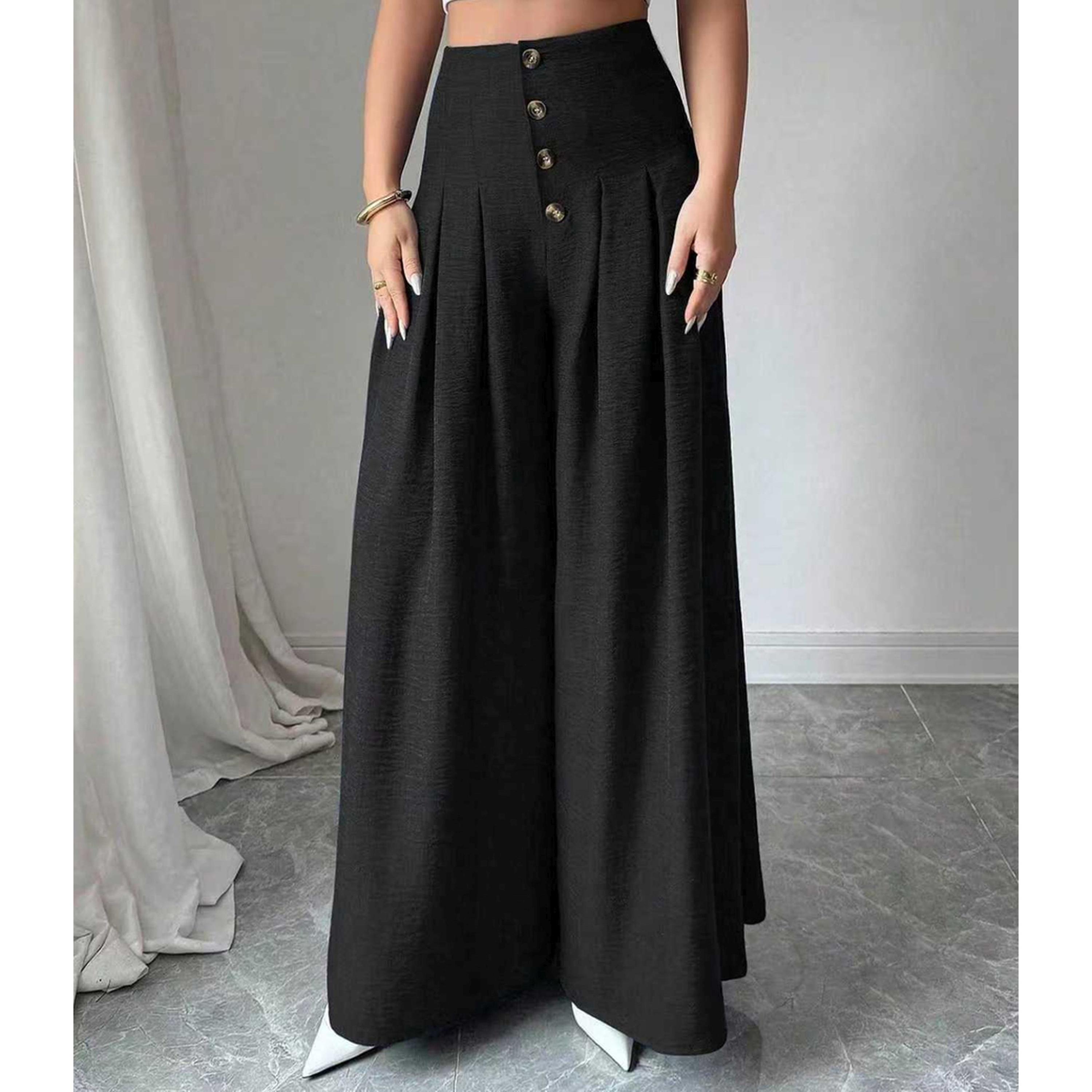 بنطال بأرجل واسعة جداً مع أزرار علوية-women-clothing-joggers-image-2