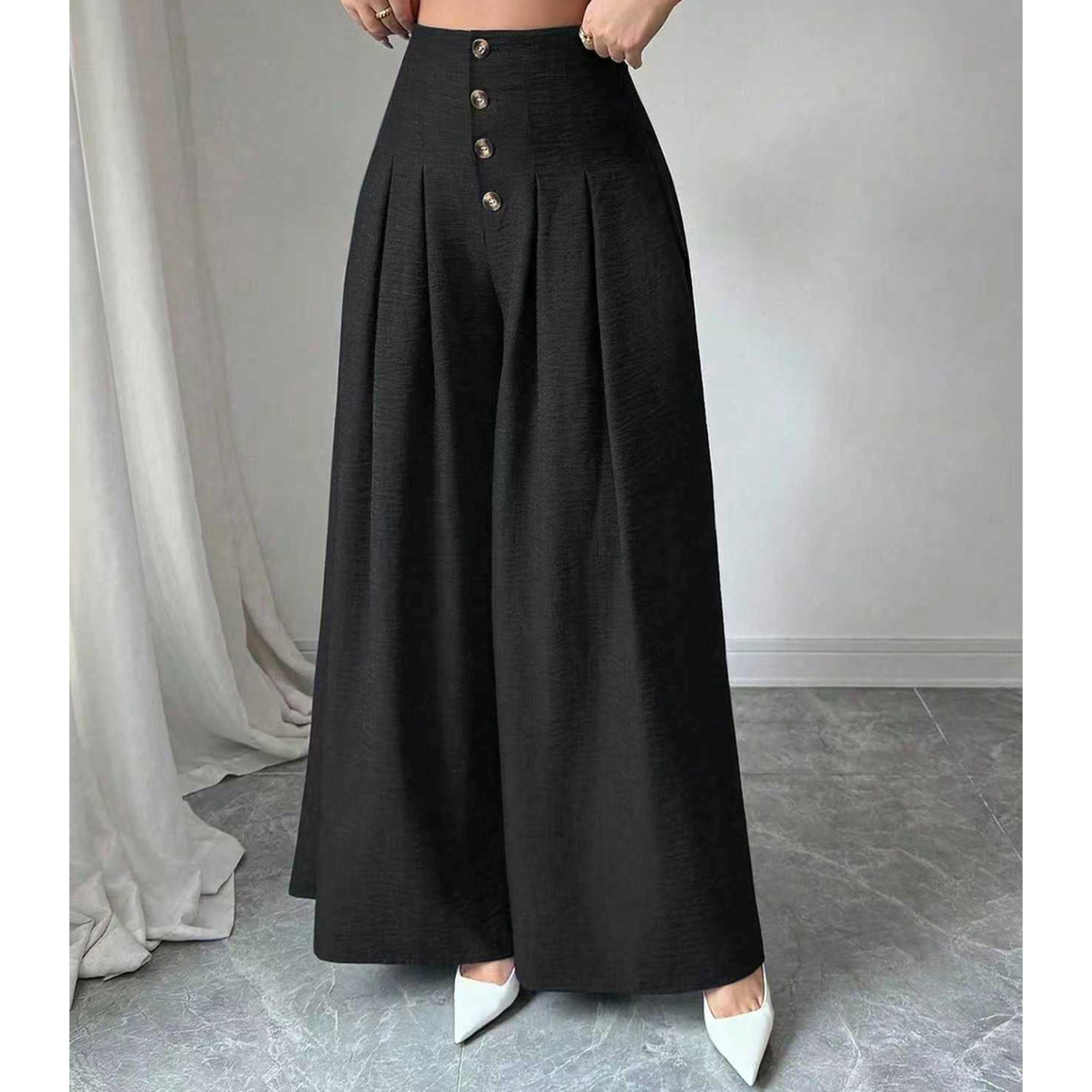 بنطال بأرجل واسعة جداً مع أزرار علوية-women-clothing-joggers-image-3