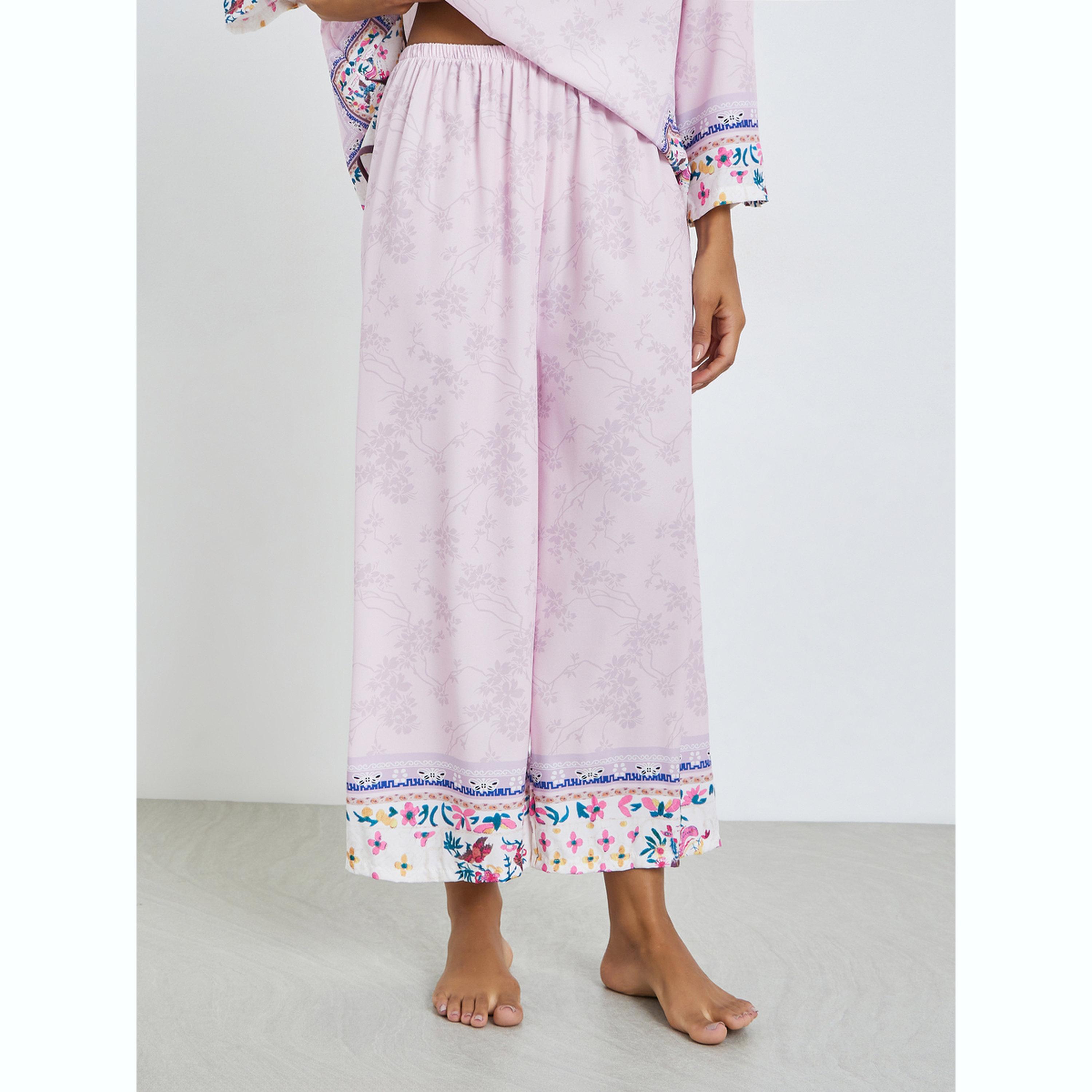 طقم بيجاما من بنطال وبلوزة بطبعة زهور وأكمام طويلة-women-clothing-nightwear-pyjamas-longsets-image-4