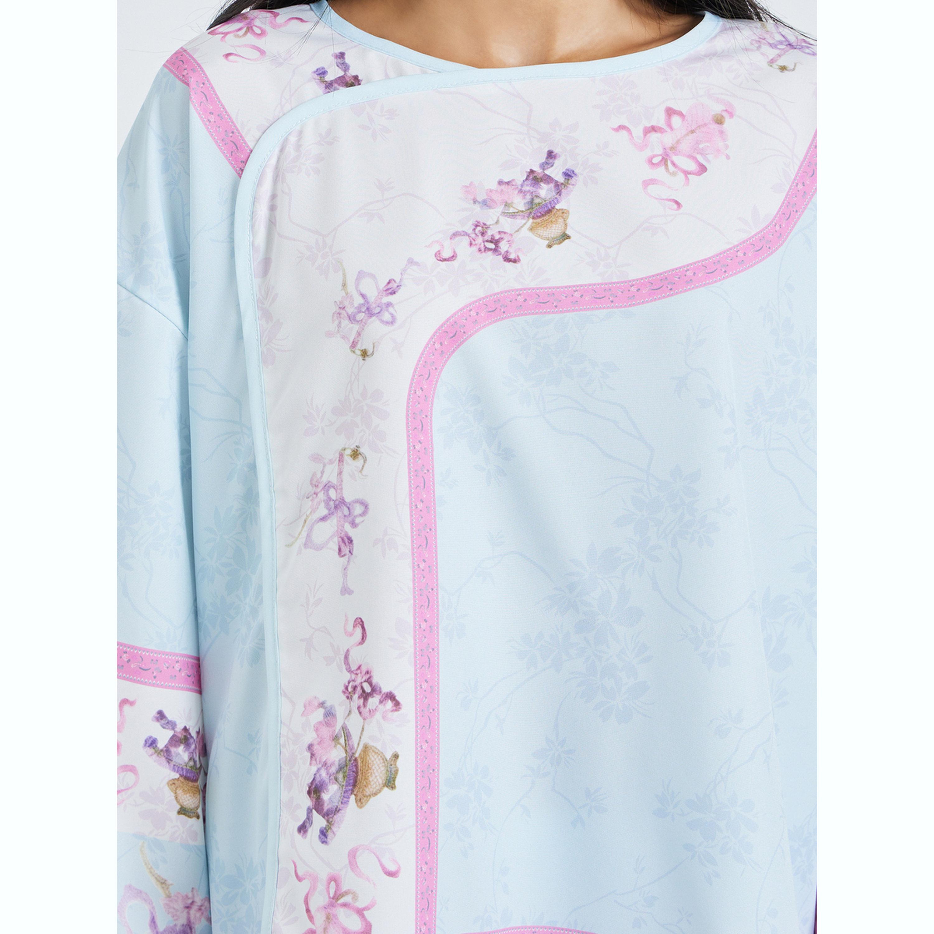 Styli Blue Floral Print Long Sleeve Top and Pyjama Set-women-clothing-nightwear-pyjamas-longsets-image-5
