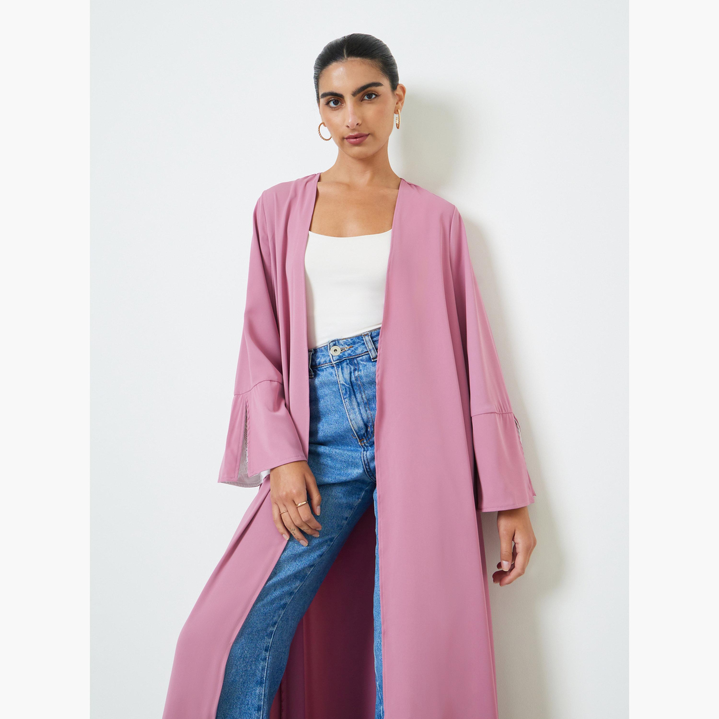 عباية مفتوحة من الأمام بأكمام ذات فتحة متباينة-women-arabicclothing-abayas-image-2