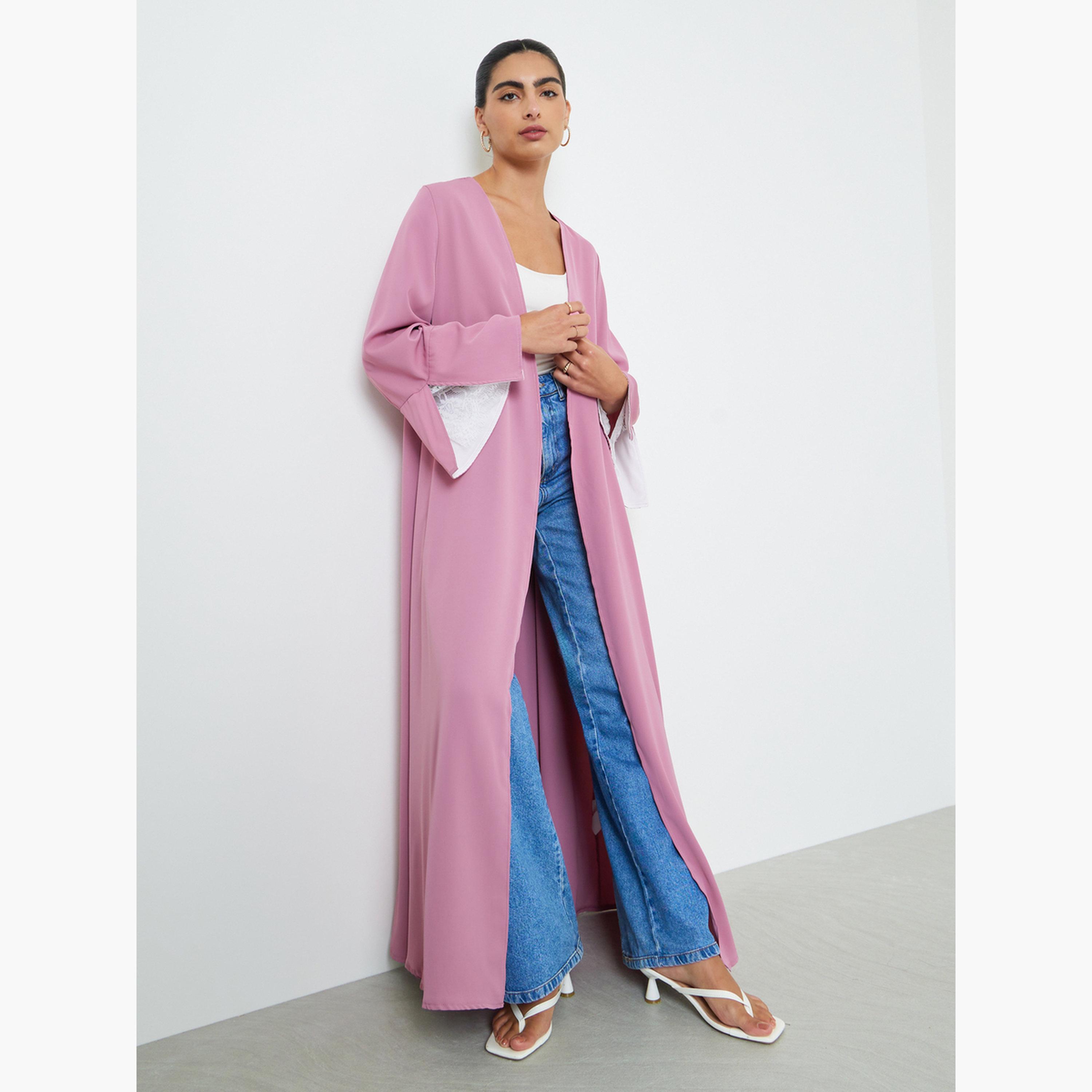 عباية مفتوحة من الأمام بأكمام ذات فتحة متباينة-women-arabicclothing-abayas-image-3