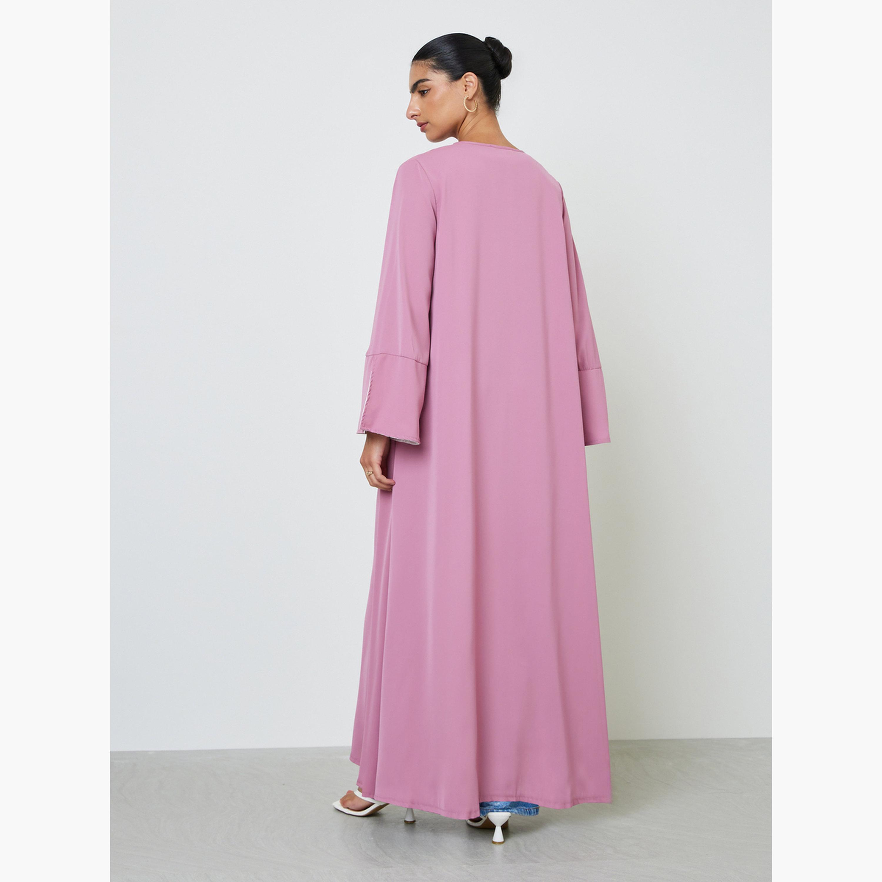 عباية مفتوحة من الأمام بأكمام ذات فتحة متباينة-women-arabicclothing-abayas-image-5