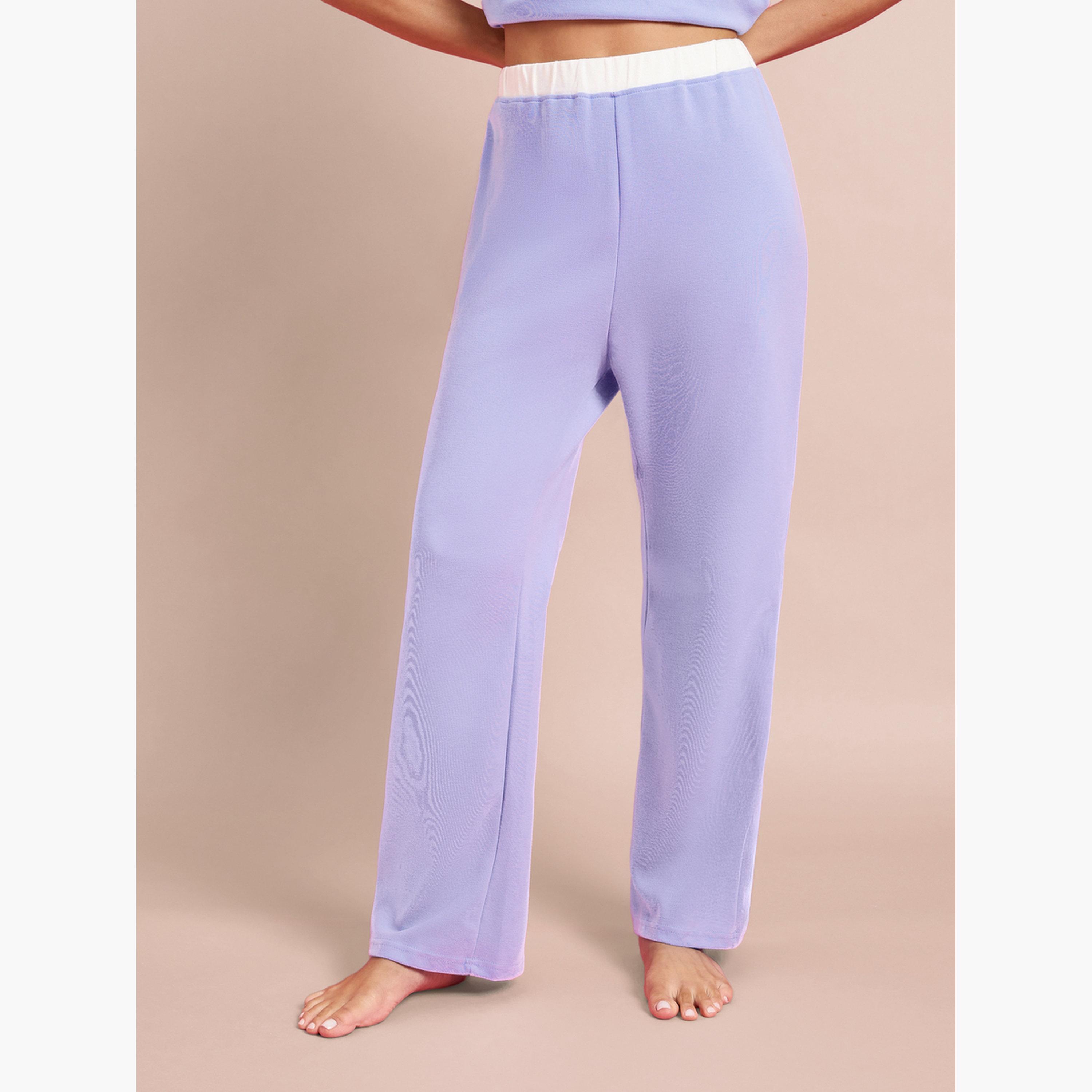 طقم بيجاما من بنطال وتيشيرت قصير بياقة هينلي-women-clothing-nightwear-pyjamas-longsets-image-4