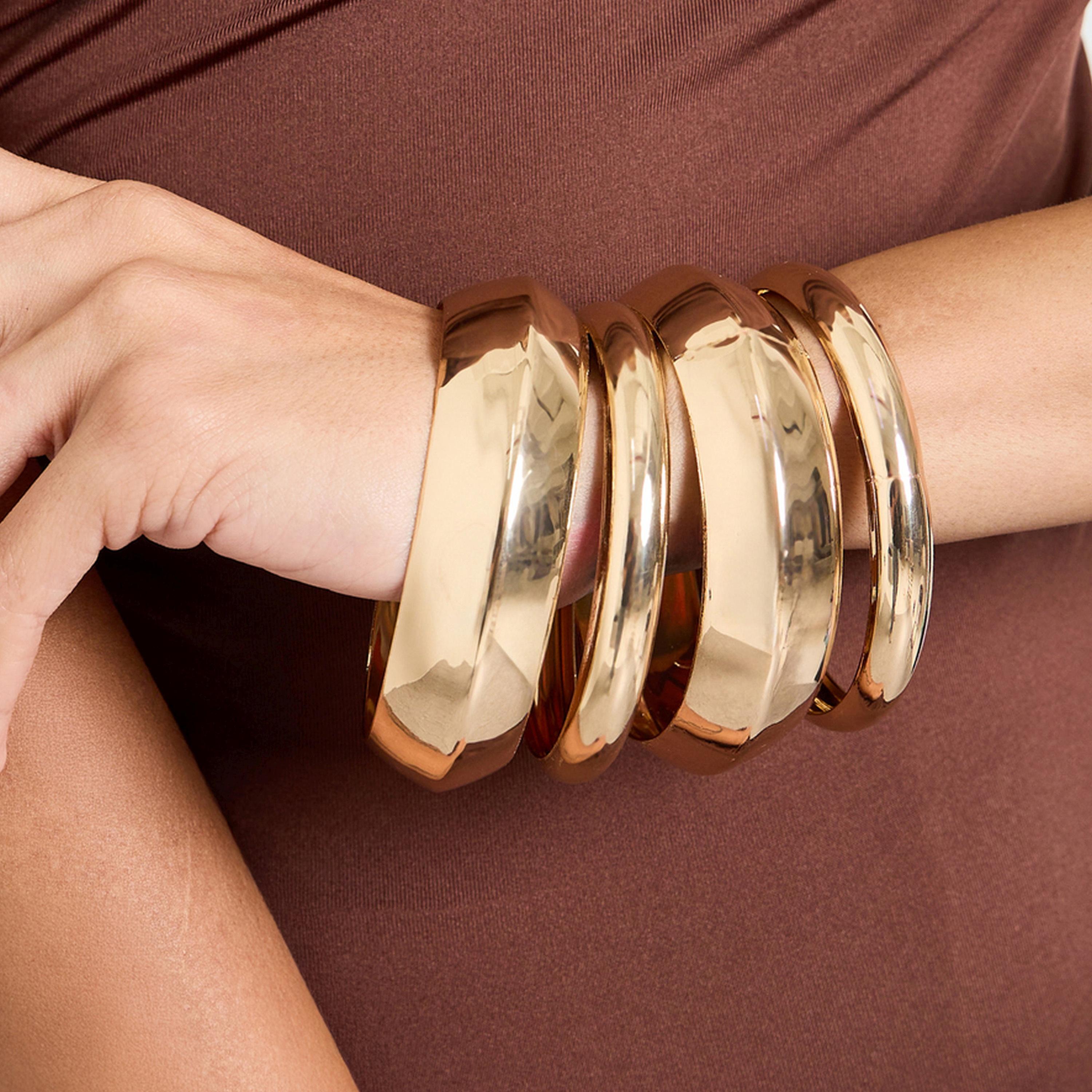 Styli Set of 4 - Gold-Tone Chunky Bracelets-women-watchesandjewellery-jewellery-banglesandbracelets-image-2