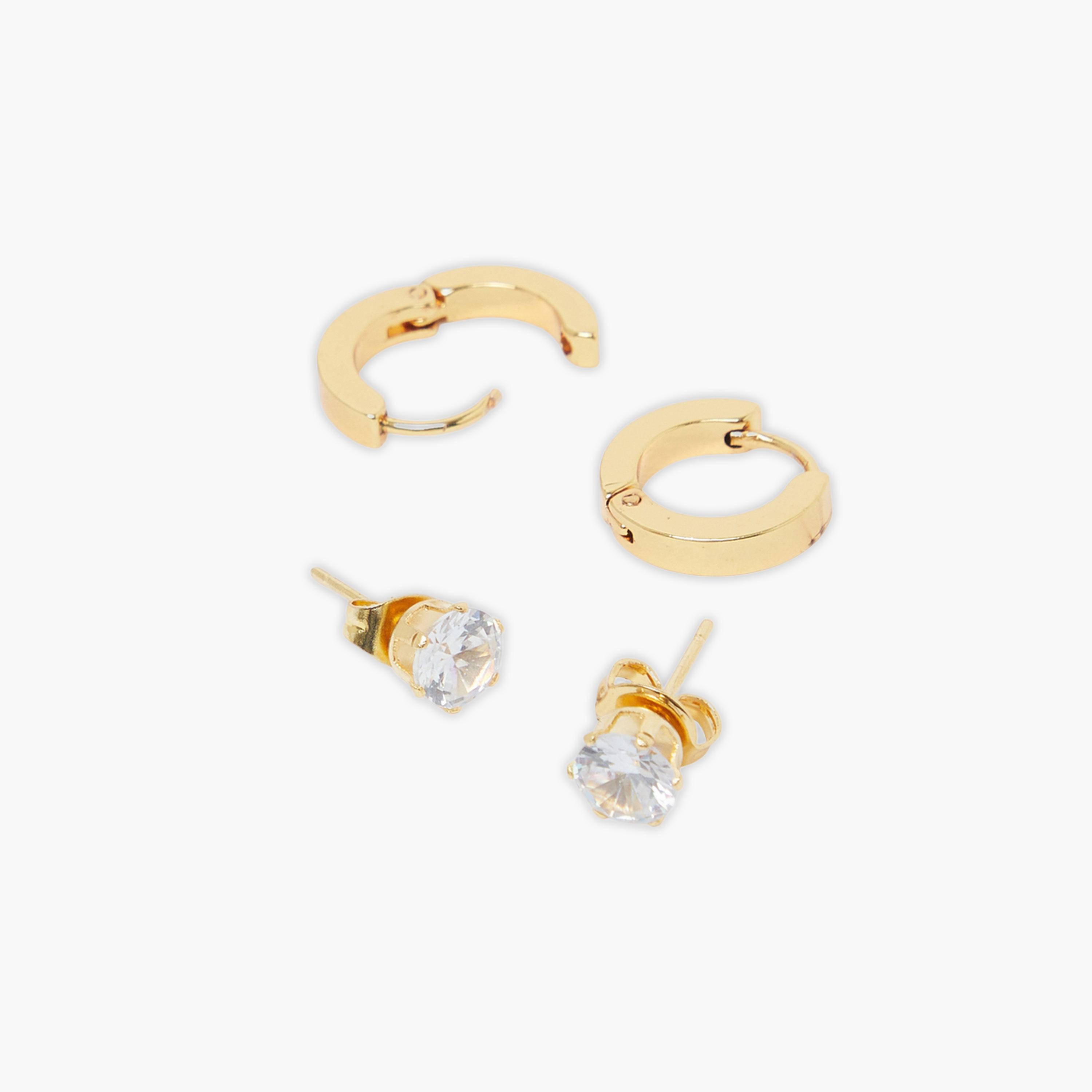 Styli Set of 3 - Stud and Hoop Earrings-women-watchesandjewellery-jewellery-earrings-image-2