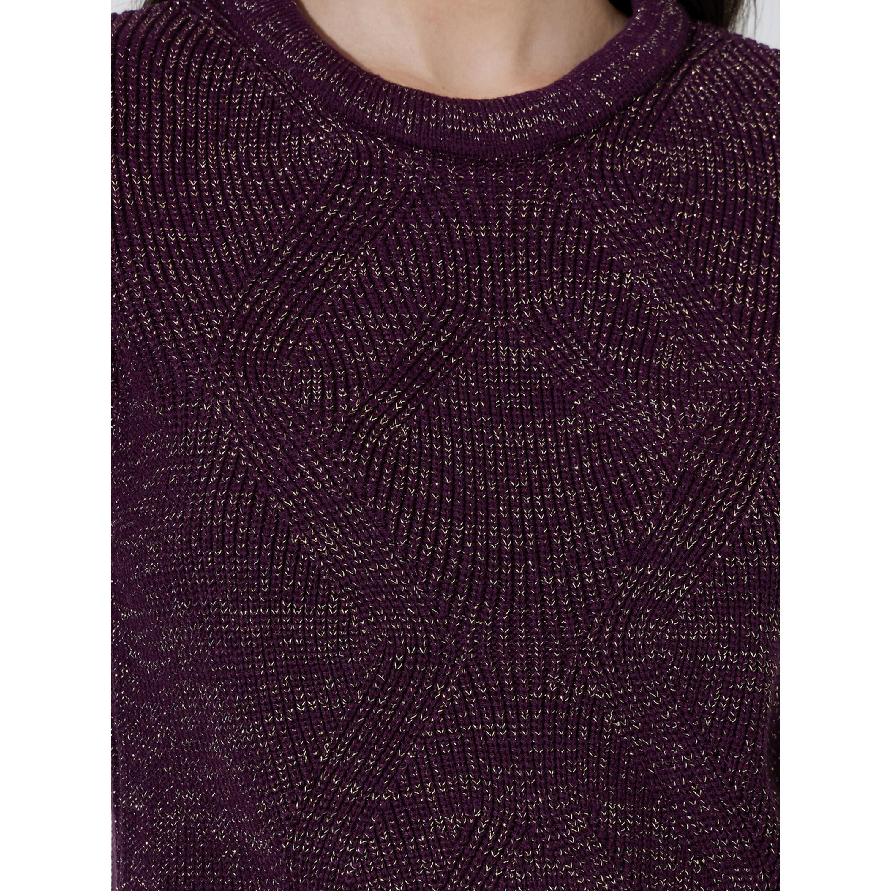 Styli Burgundy Long Sleeves Regular Fit Knit Sweater-women-winterwear-cardigansandjumpers-jumpers-image-6