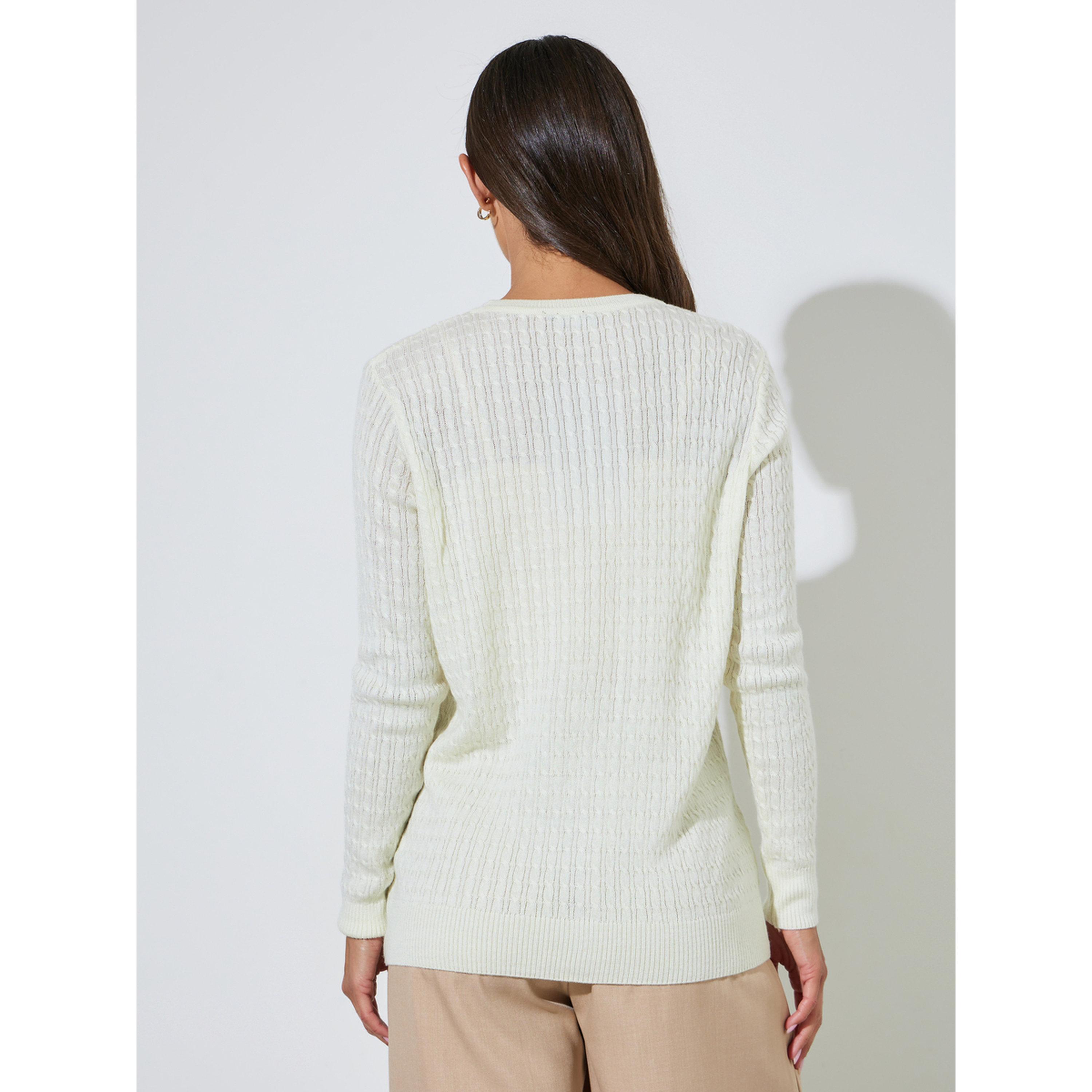 كارديجان محبوك بجدائل وأزرار باللون الأوف وايت-women-winterwear-cardigansandjumpers-cardigans-image-3