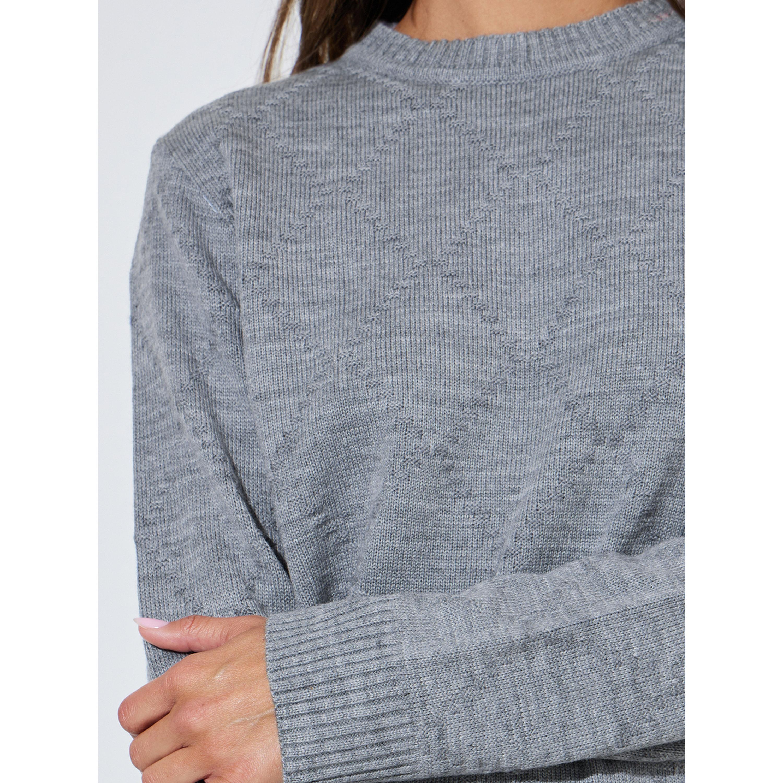 Styli Grey Textured Long Sleeves Regular Fit Sweater-women-winterwear-cardigansandjumpers-jumpers-image-5