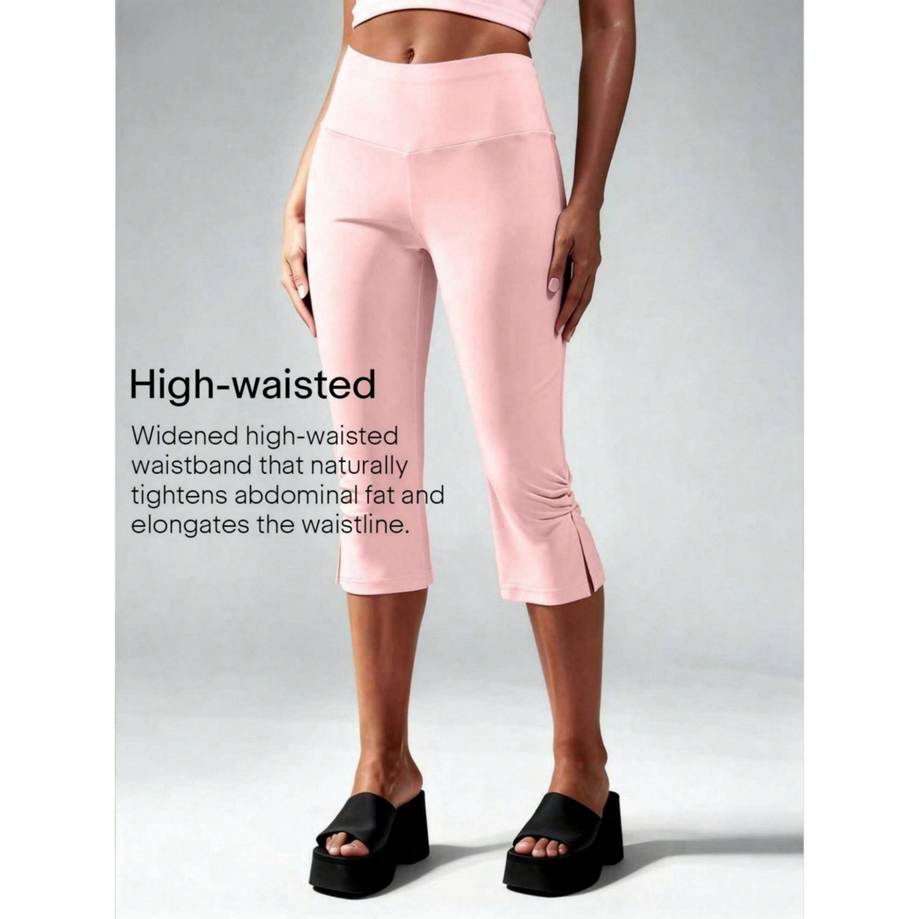 بنطال كابري بخصر عالٍ باللون الوردي-women-clothing-leggings-image-3