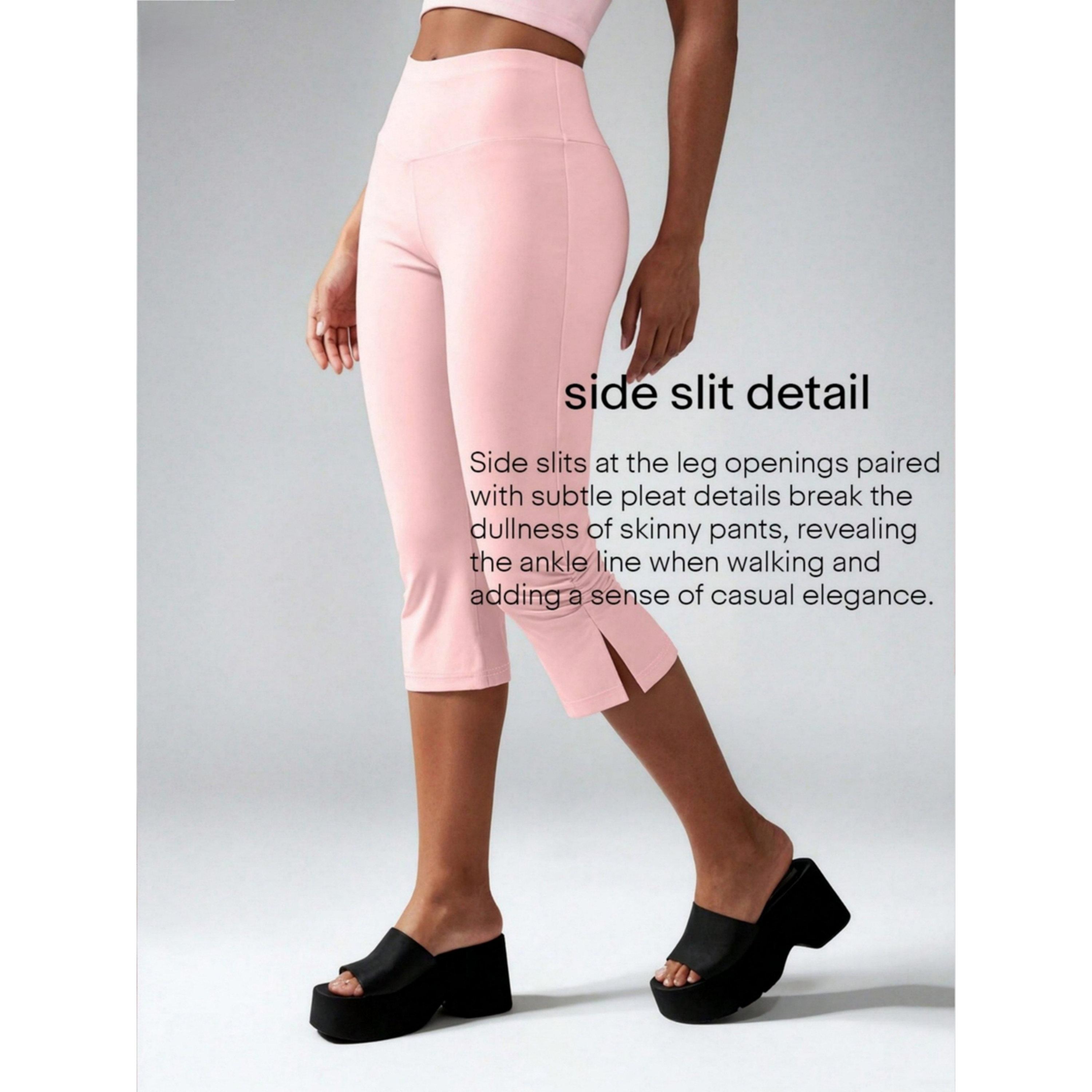 بنطال كابري بخصر عالٍ باللون الوردي-women-clothing-leggings-image-4