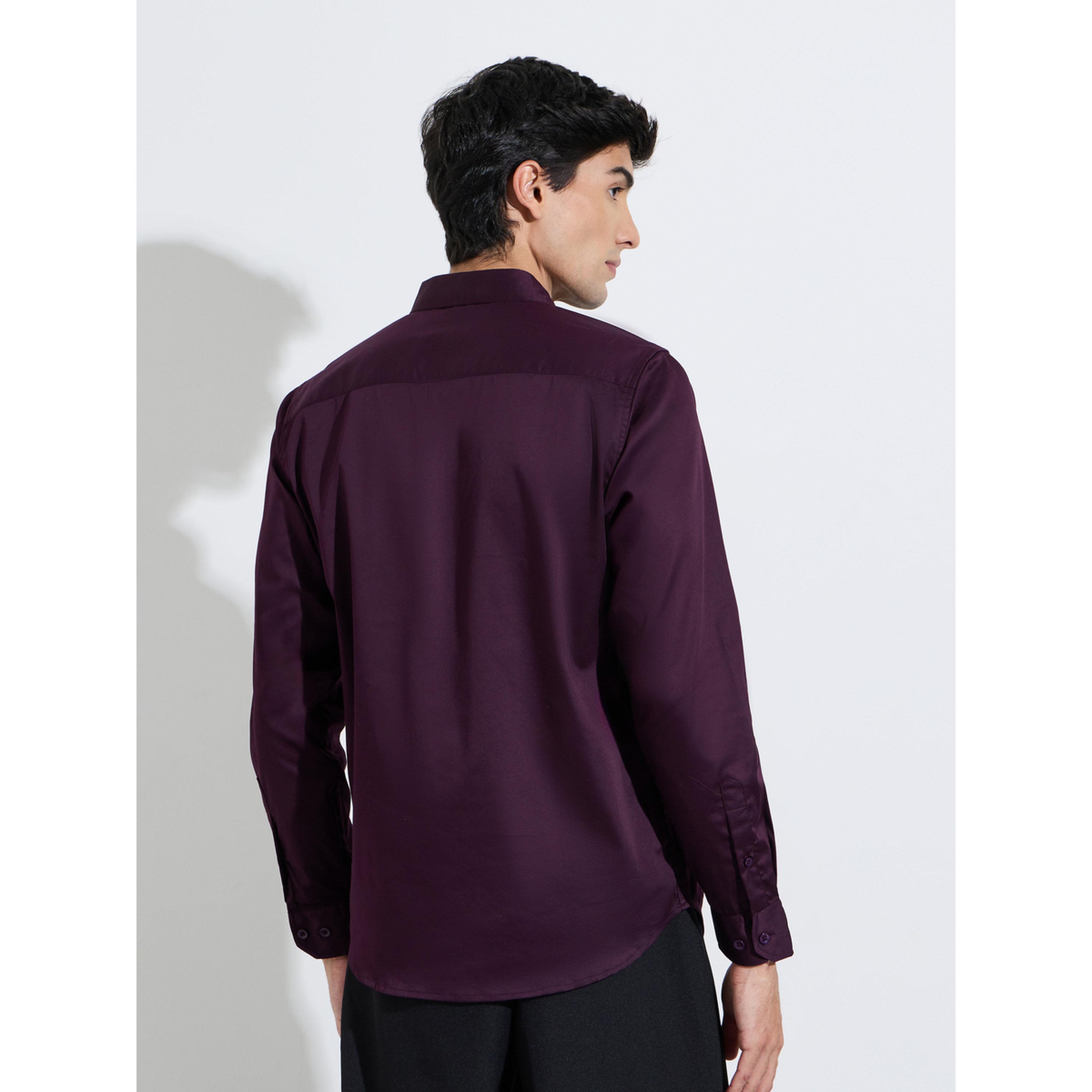 قميص ساتان سادة بقصة سليم فت وأكمام طويلة-men-clothing-shirts-image-3