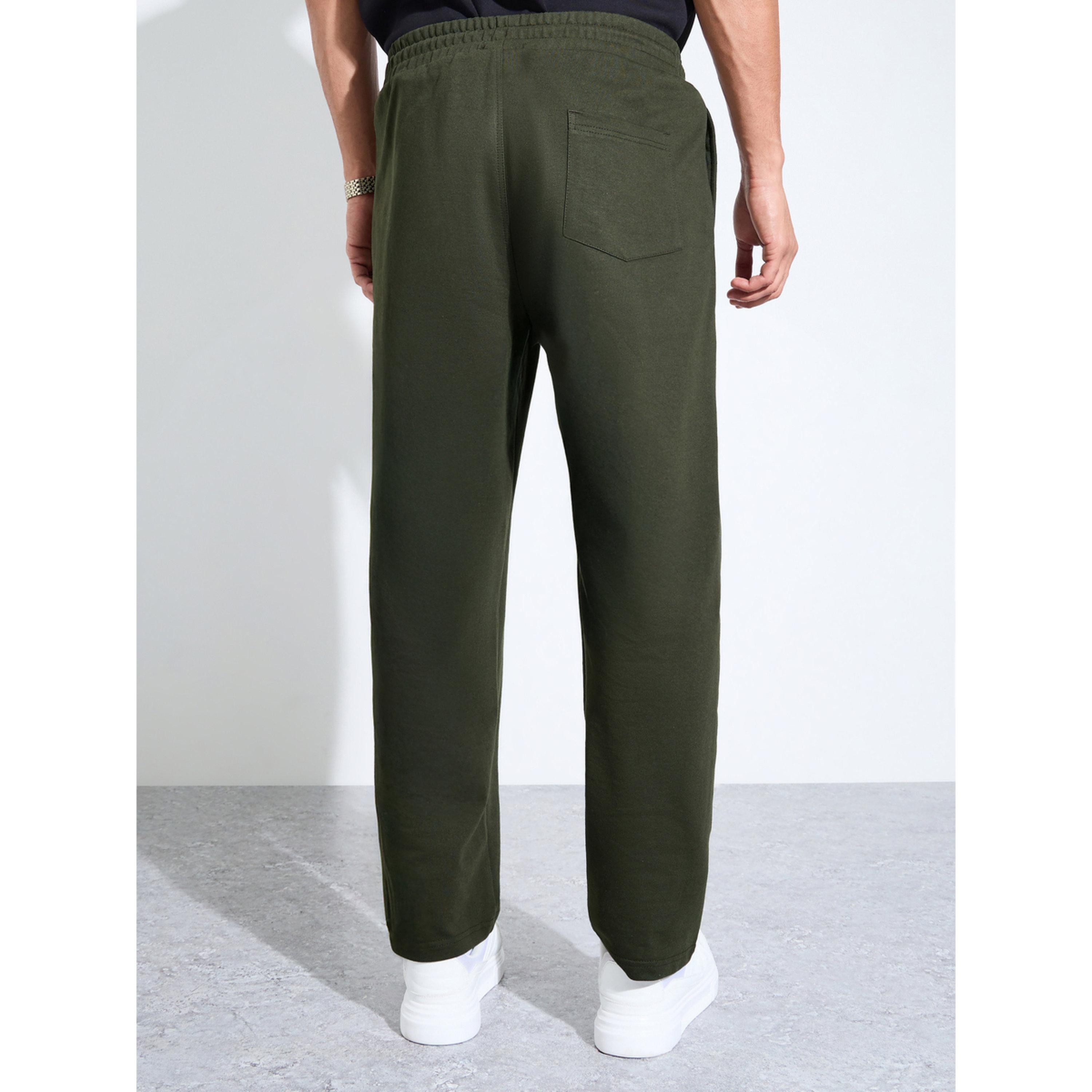 جوغر بتفاصيل بينتك سادة للرجال باللون الأخضر-men-clothing-joggers-image-3