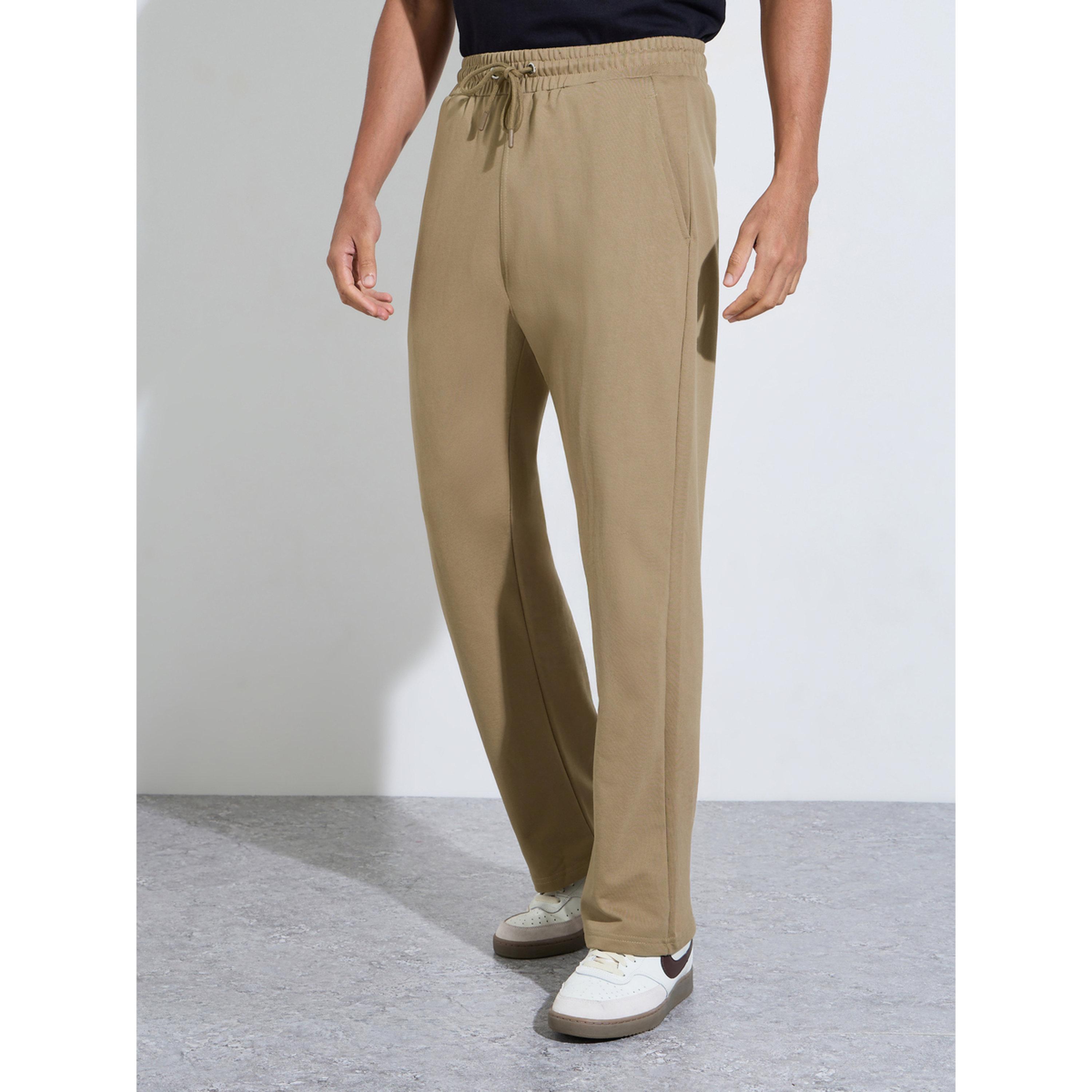 بنطال جوغر رجالي سادة بتفاصيل كسرات-men-clothing-joggers-image-1