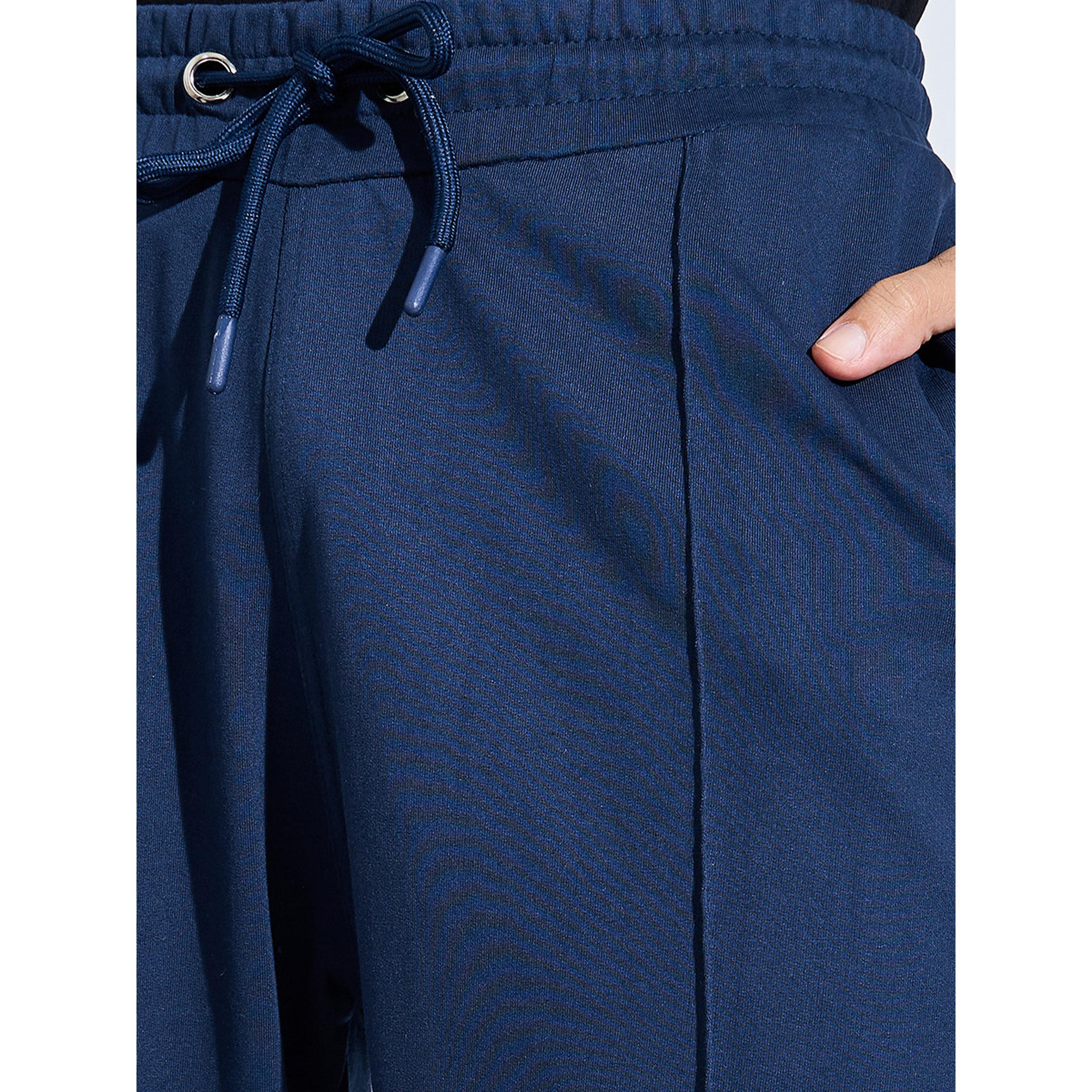 Styli Men Navy Blue Plain Pintuck Joggers-men-clothing-joggers-image-3