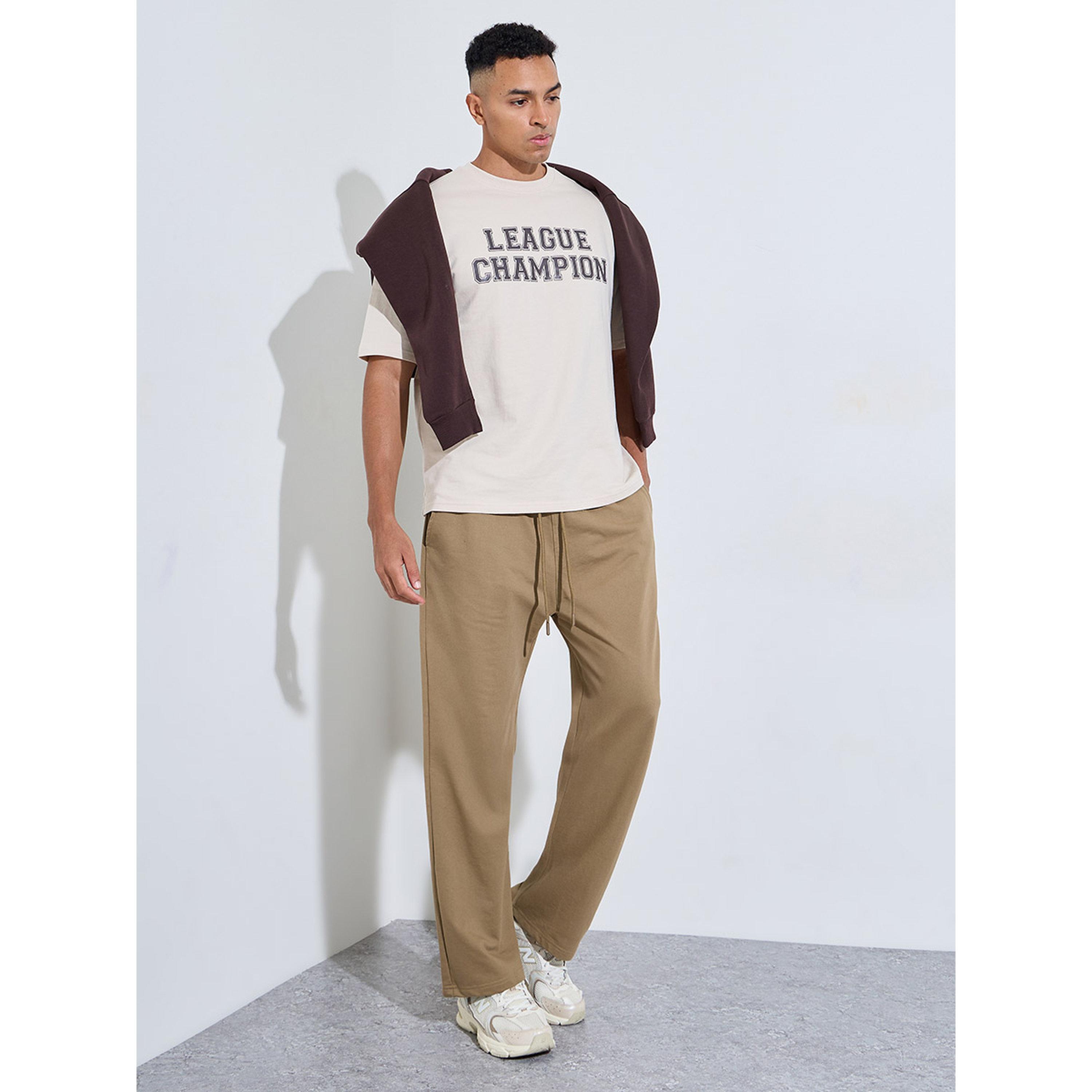 Styli Men Khaki Open Hem Relaxed Fit Joggers-men-clothing-joggers-image-2
