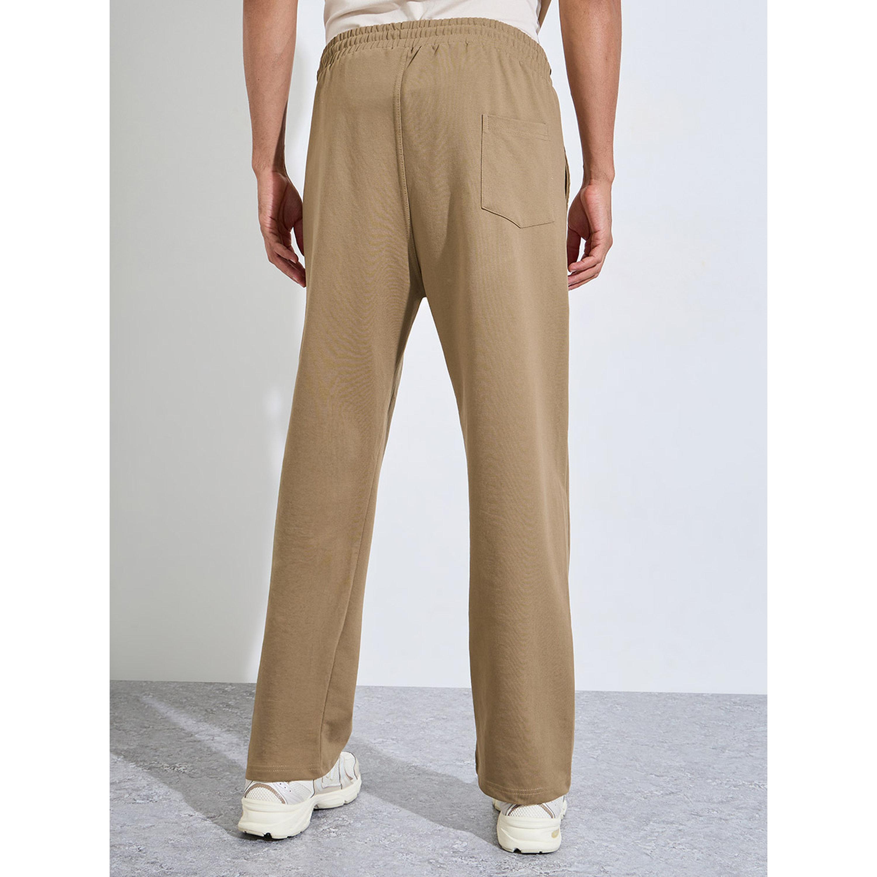 Styli Men Khaki Open Hem Relaxed Fit Joggers-men-clothing-joggers-image-4