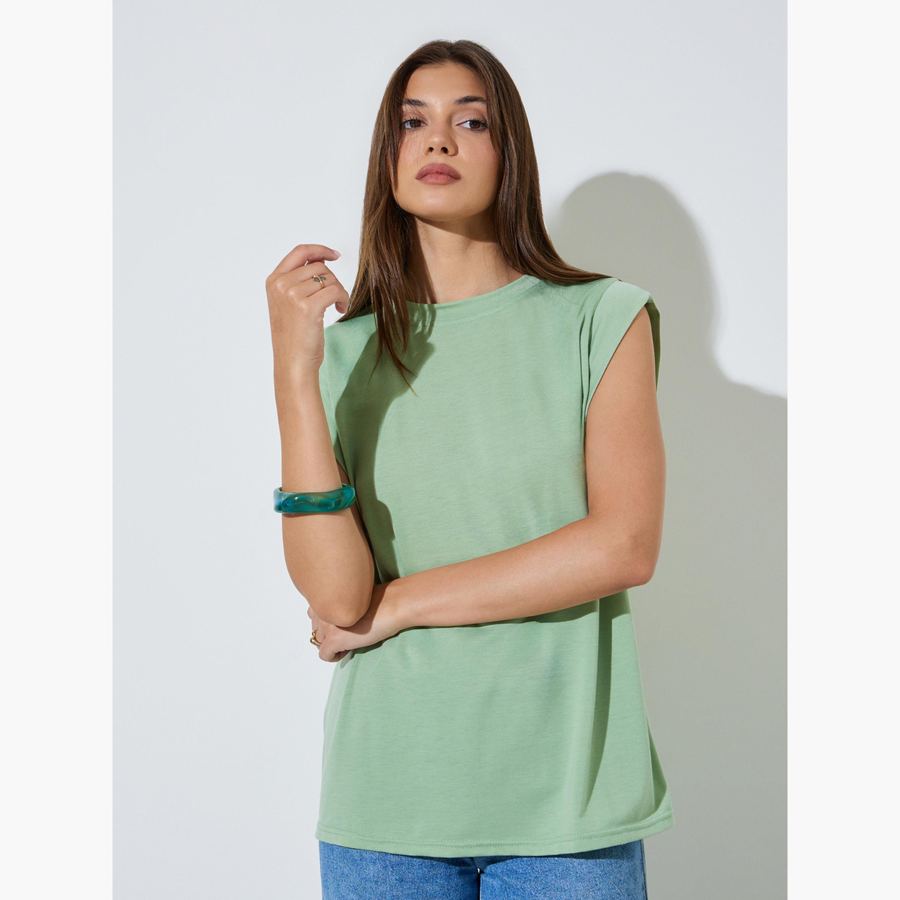 Styli Green Relaxed Sleeveless Knit Top-women-clothing-shirtsandblouses-blouses-image-1