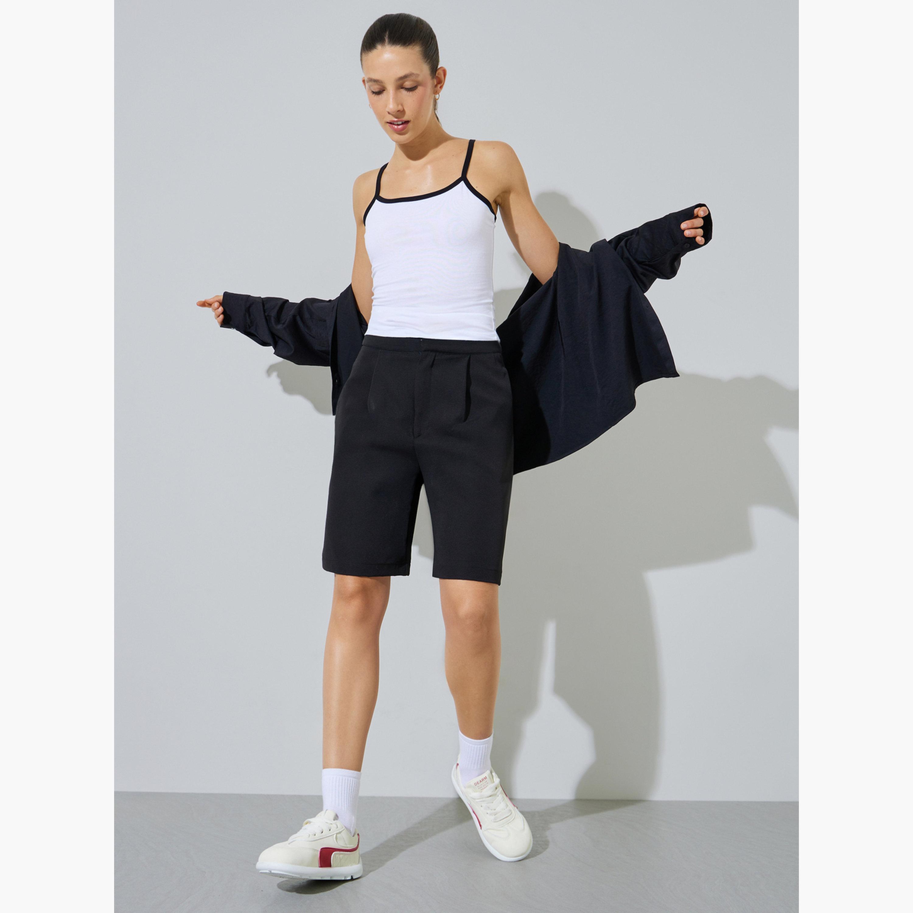 ستايلي - قميص داخلي أبيض من القطن والليكرا بحواف متباينة-women-clothing-shirtsandblouses-blouses-image-2