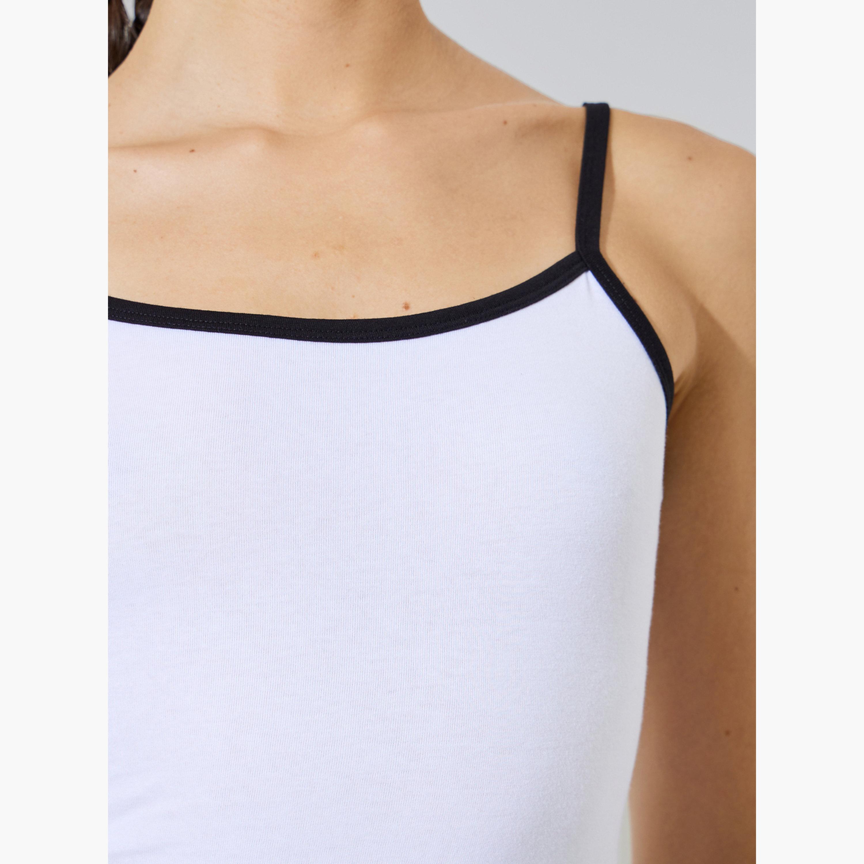 ستايلي - قميص داخلي أبيض من القطن والليكرا بحواف متباينة-women-clothing-shirtsandblouses-blouses-image-5