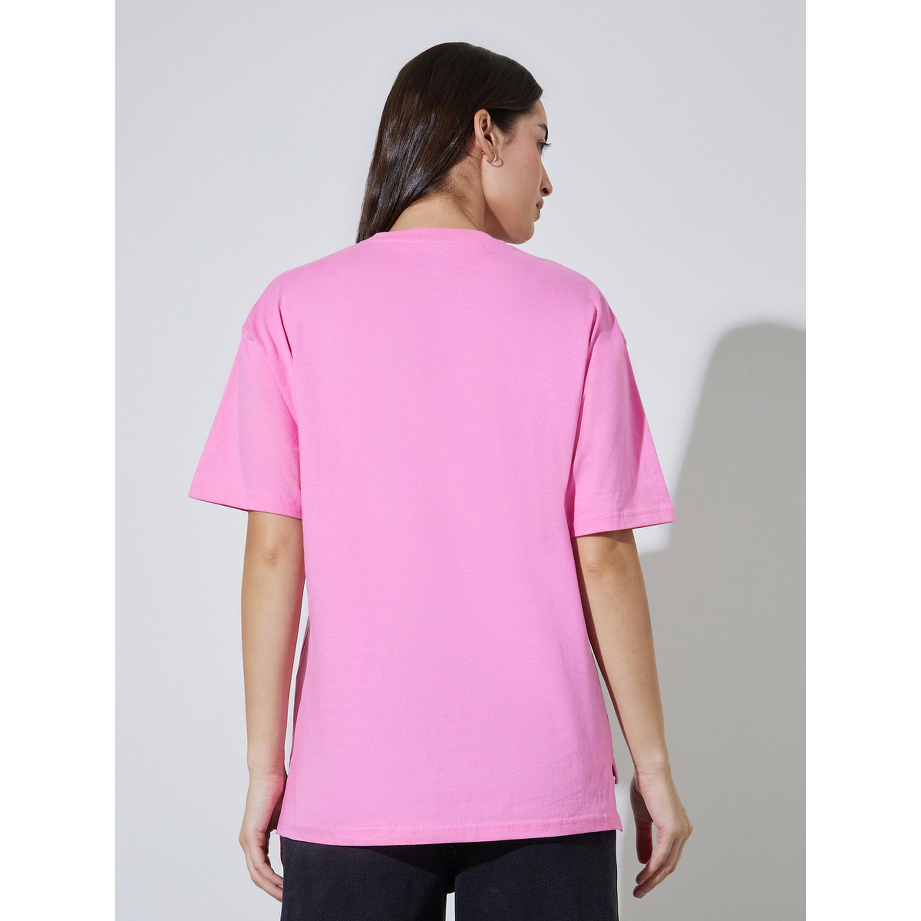Styli Pink Embroidered Cotton Oversized T-Shirt-women-clothing-tshirts-image-3