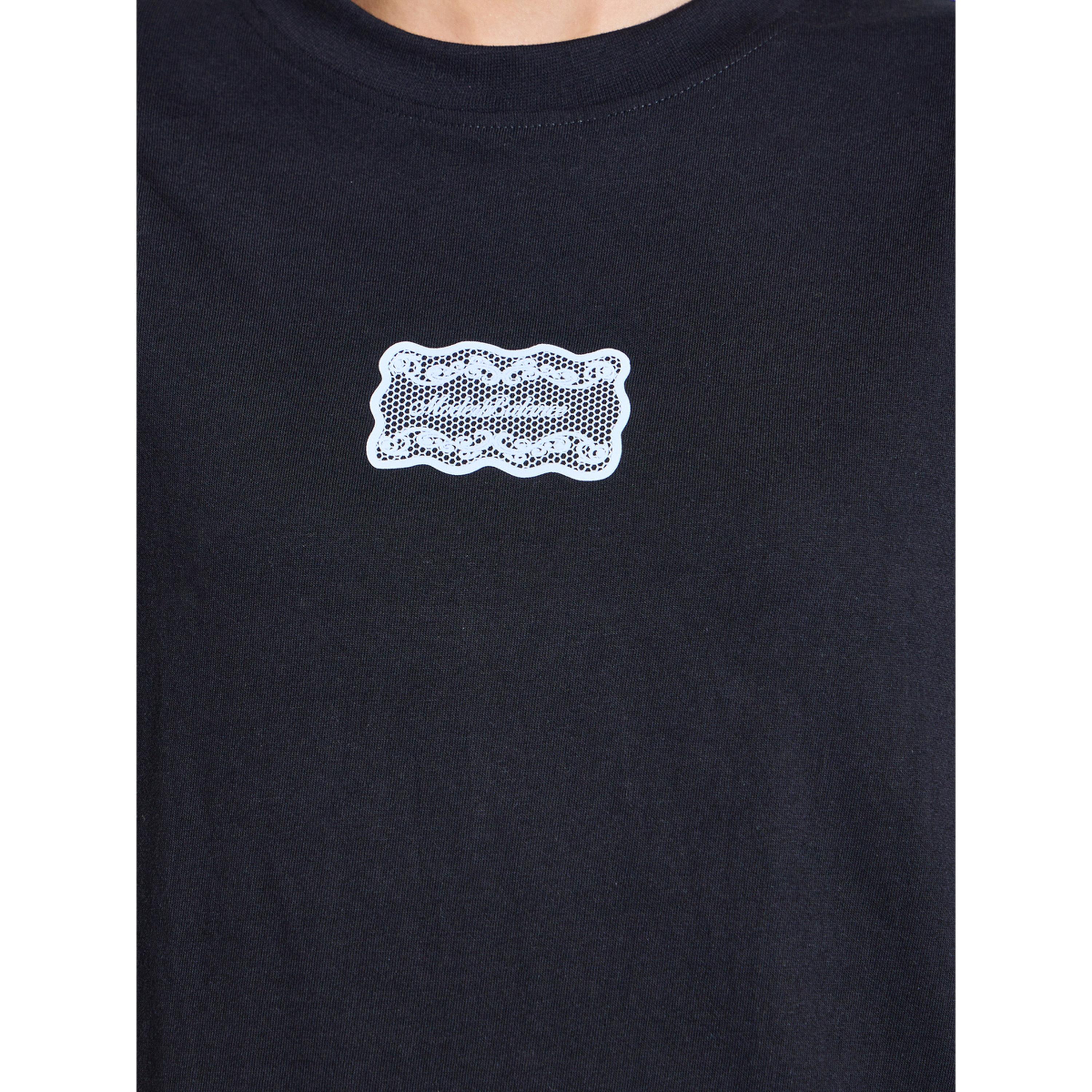 Styli Black Side Tie Detail and Graphic Print Knitted T-Shirt-women-clothing-tshirts-image-4