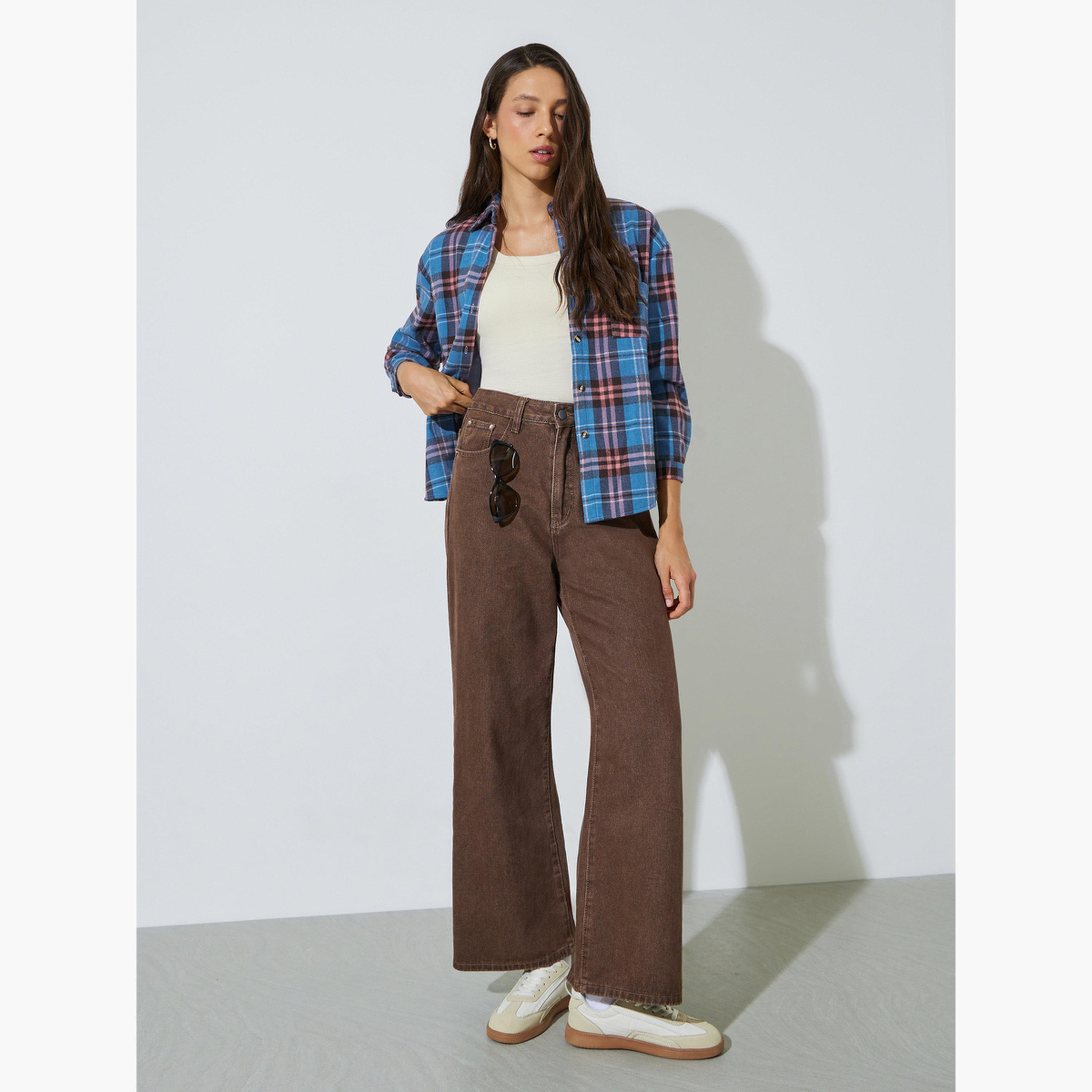 Styli Blue Plaid Buttoned Shacket-women-winterwear-coatsandjackets-jackets-image-2