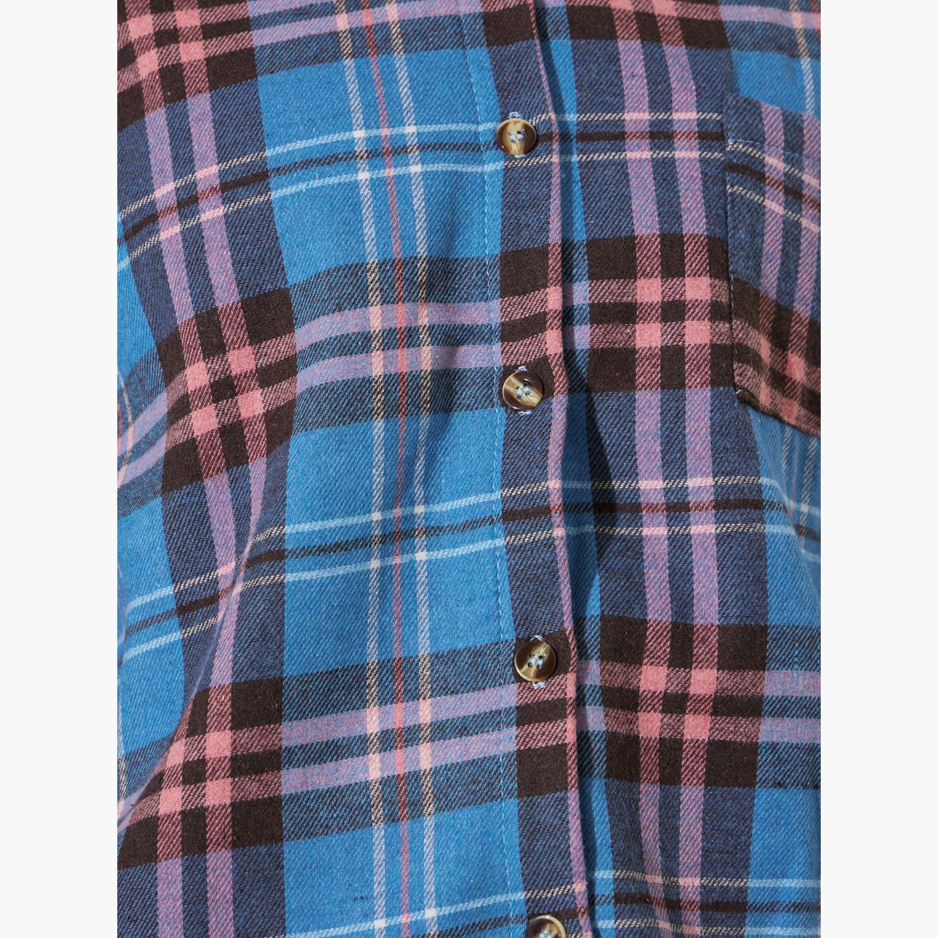 Styli Blue Plaid Buttoned Shacket-women-winterwear-coatsandjackets-jackets-image-6