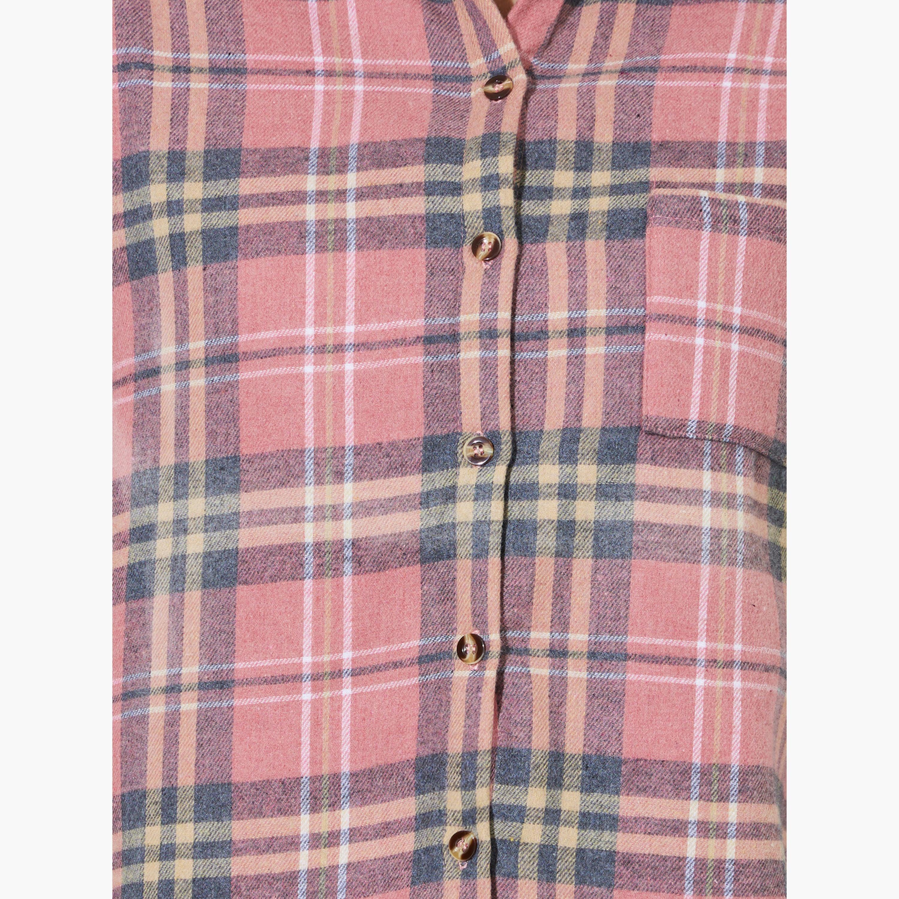 Styli Pink Plaid Buttoned Shacket-women-winterwear-coatsandjackets-jackets-image-6