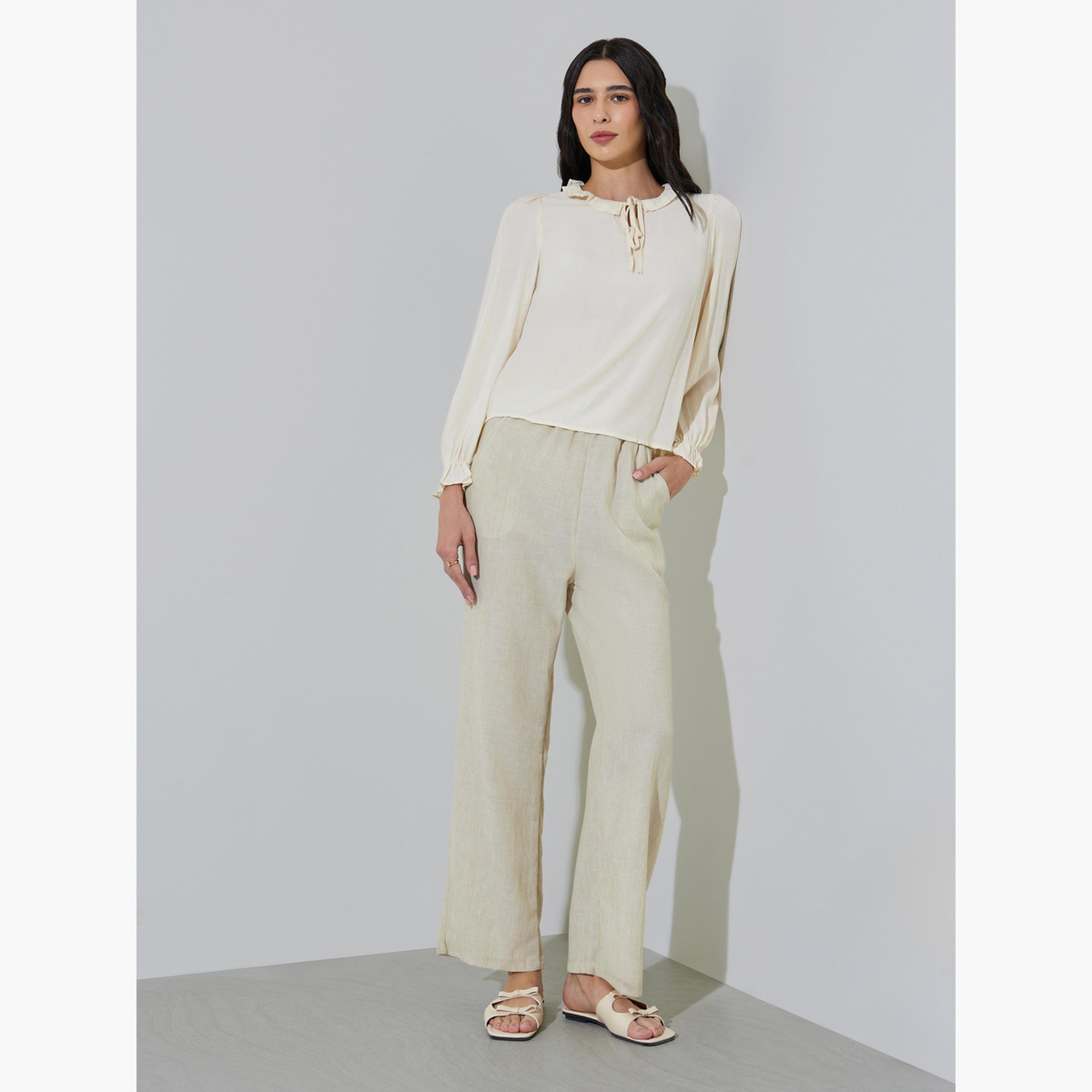 بلوزة بأكمام طويلة وتفاصيل ربطة عنق-women-clothing-shirtsandblouses-blouses-image-2
