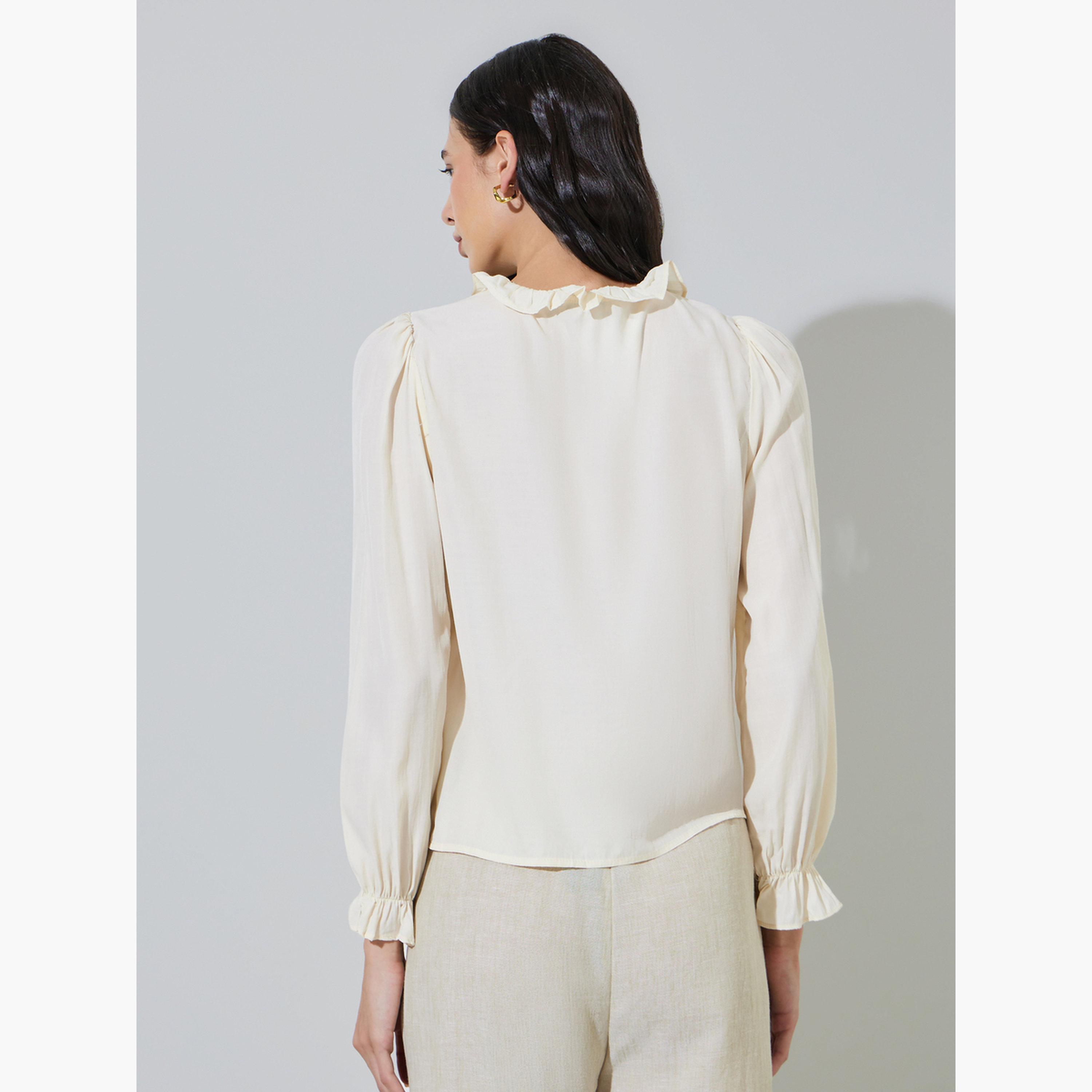 بلوزة بأكمام طويلة وتفاصيل ربطة عنق-women-clothing-shirtsandblouses-blouses-image-4
