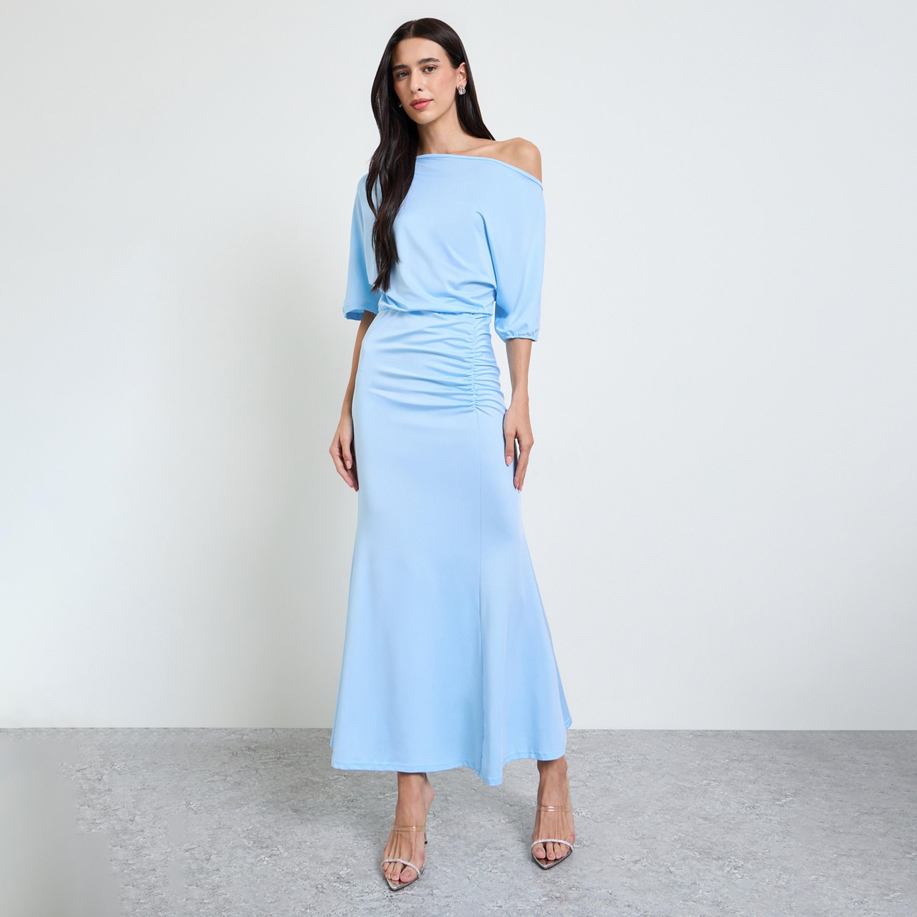 فستان طويل واسع وبكتف مكشوف-women-clothing-dresses-image-1