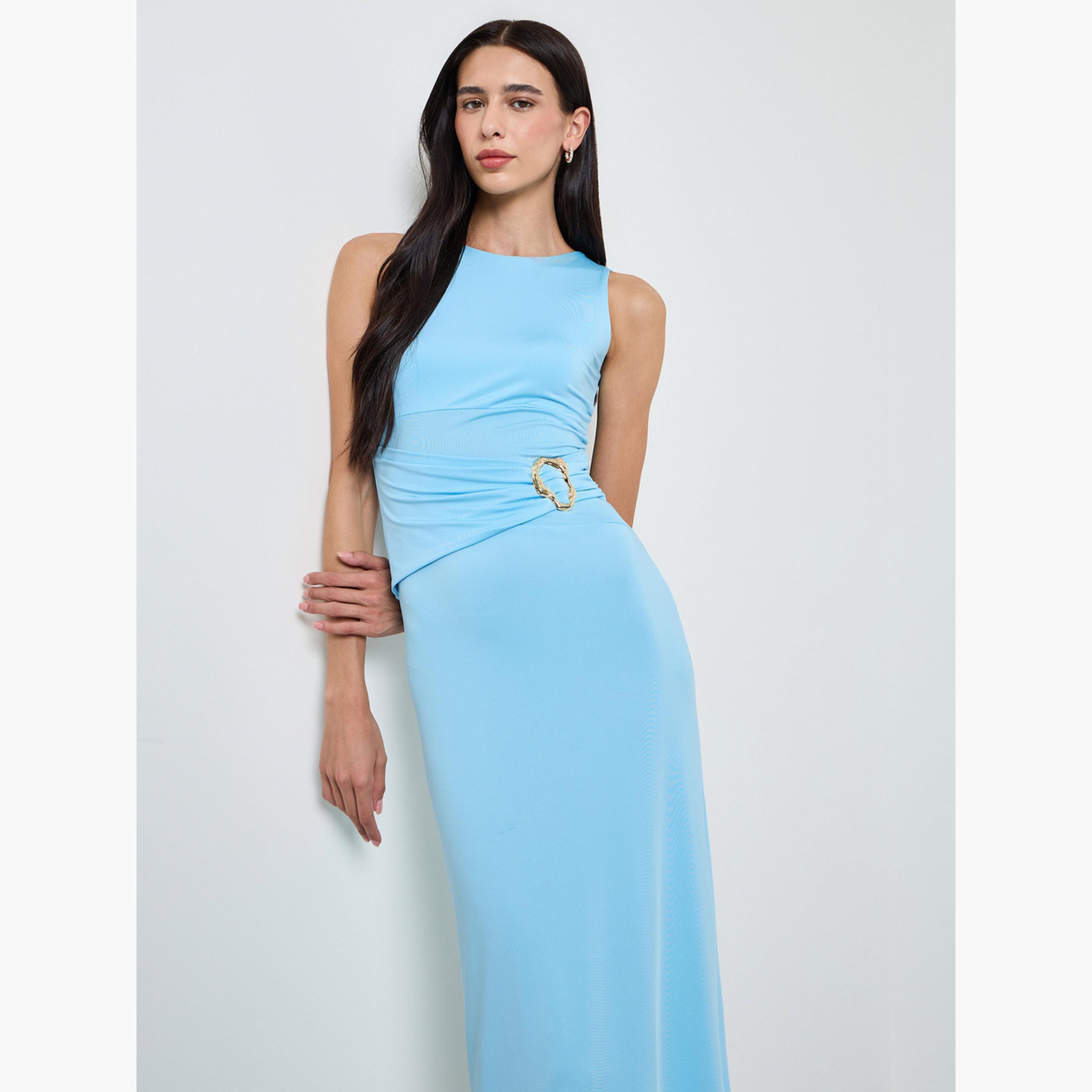 Styli Blue Sleeveless Sheath Midi Dress-women-clothing-dresses-image-2