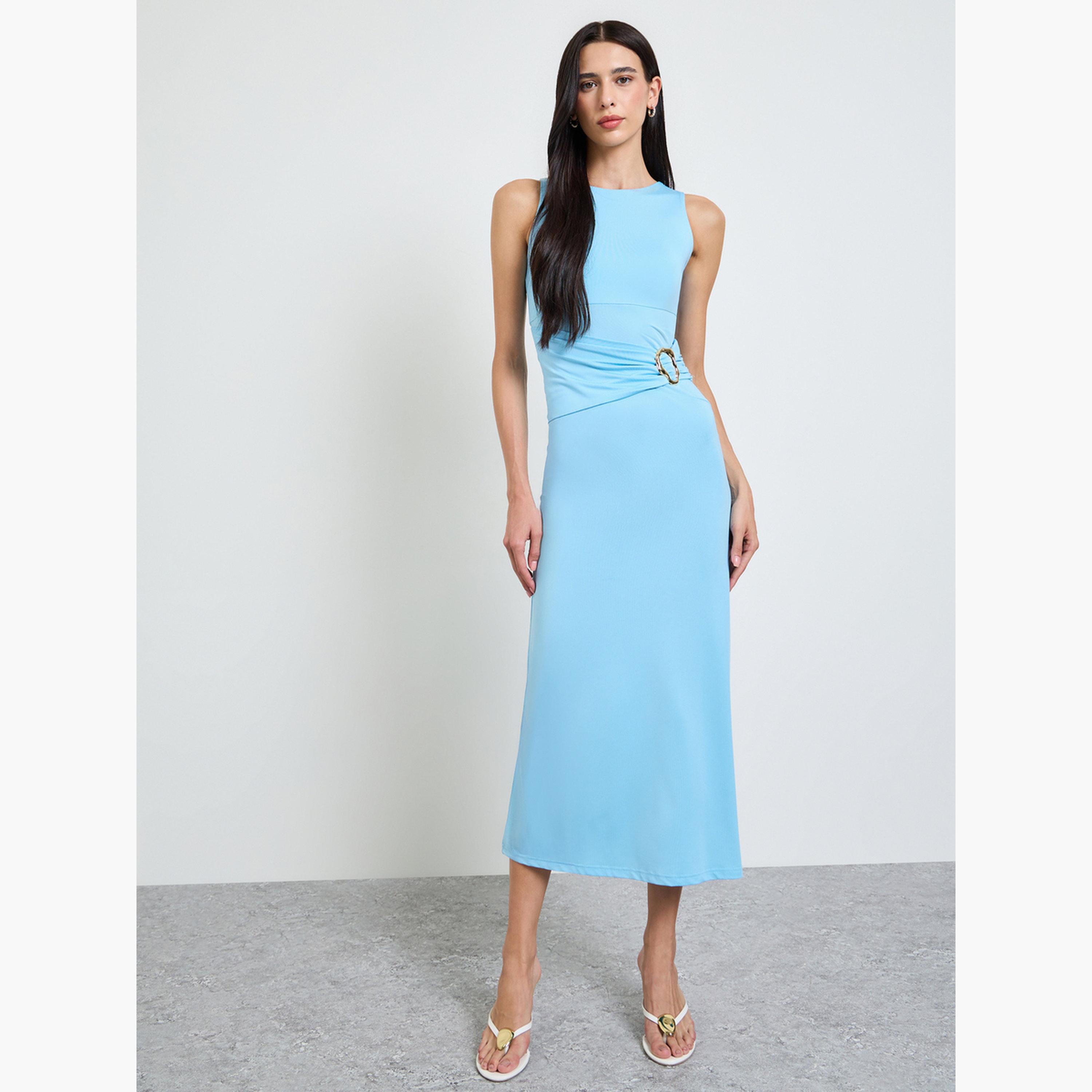 Styli Blue Sleeveless Sheath Midi Dress-women-clothing-dresses-image-3