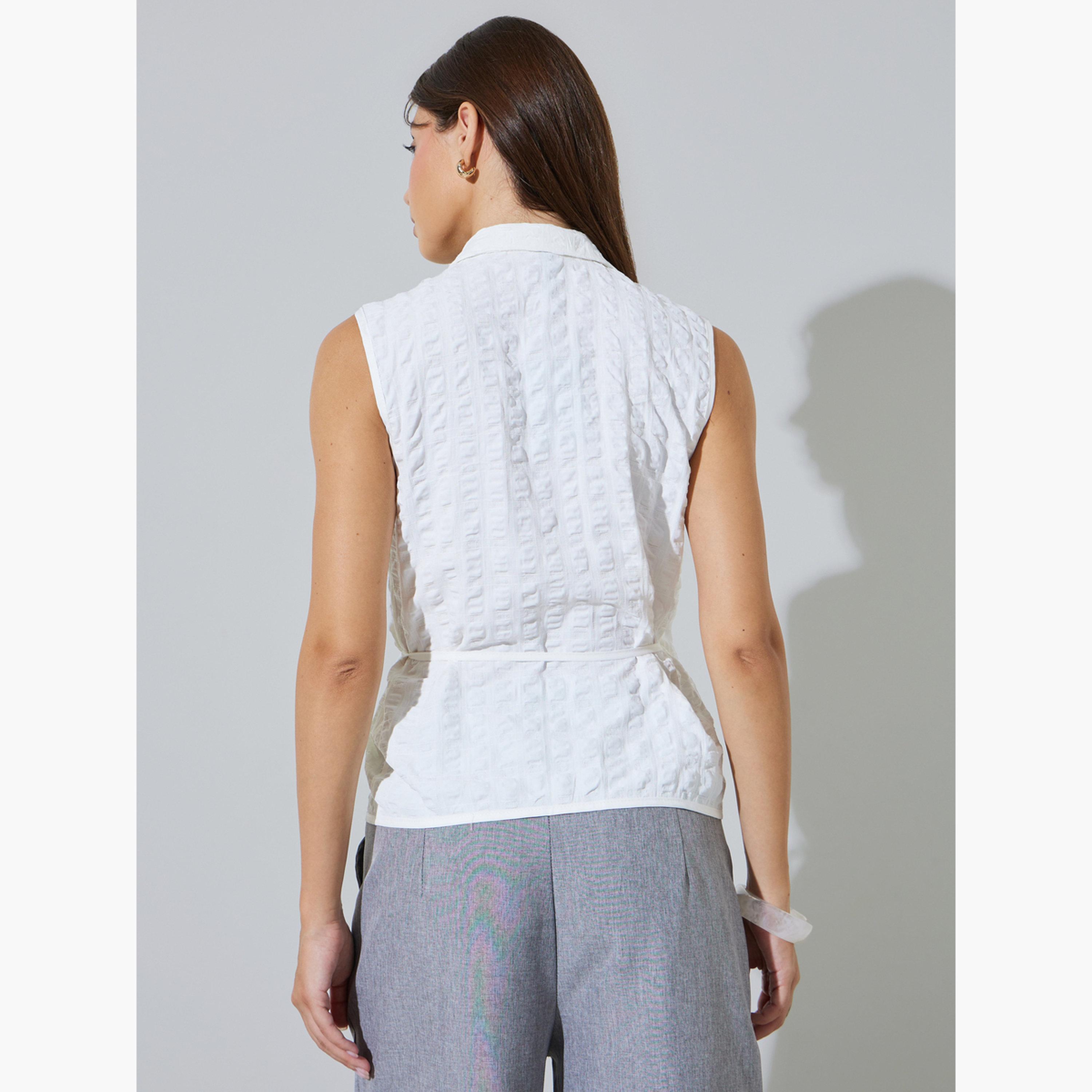 بلوزة بتفاصيل جاكار ونمط لف-women-clothing-shirtsandblouses-blouses-image-3
