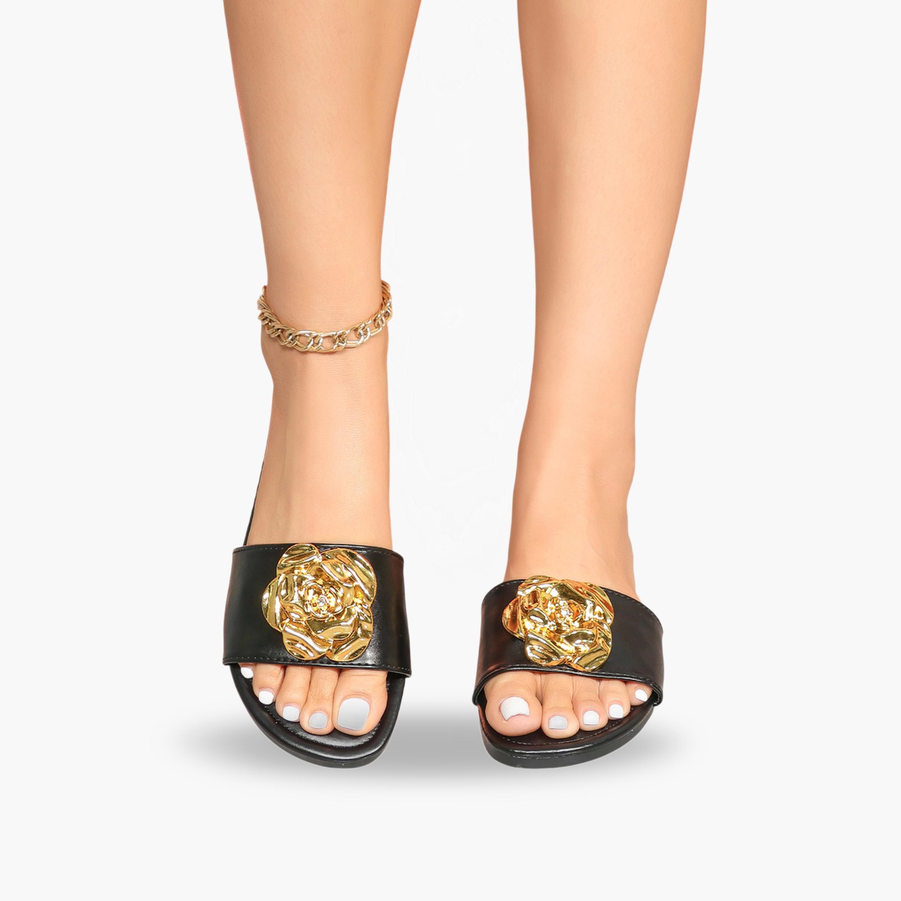 صندل فلات بتزيين زهرة-women-shoes-sandals-flats-image-4