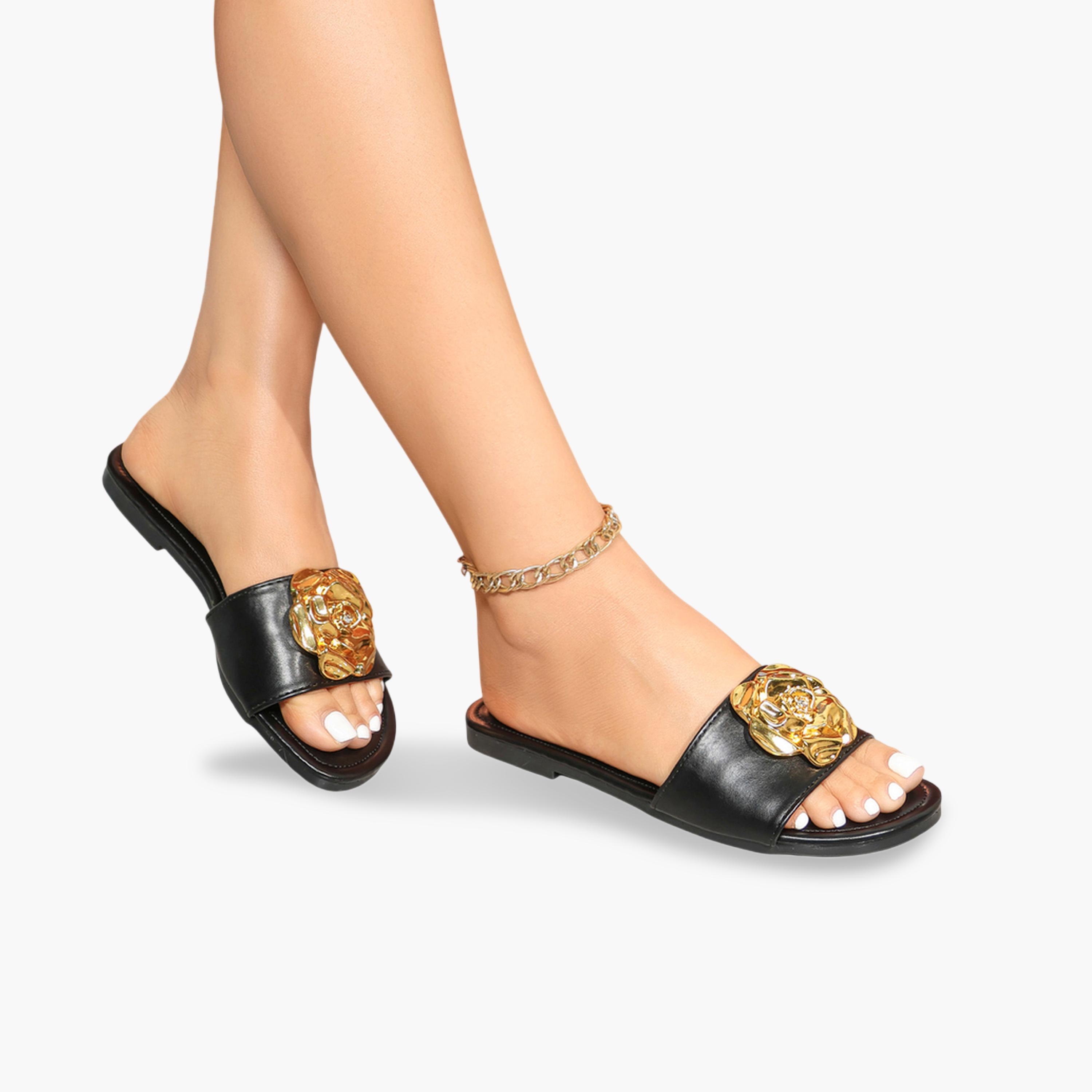 صندل فلات بتزيين زهرة-women-shoes-sandals-flats-image-6