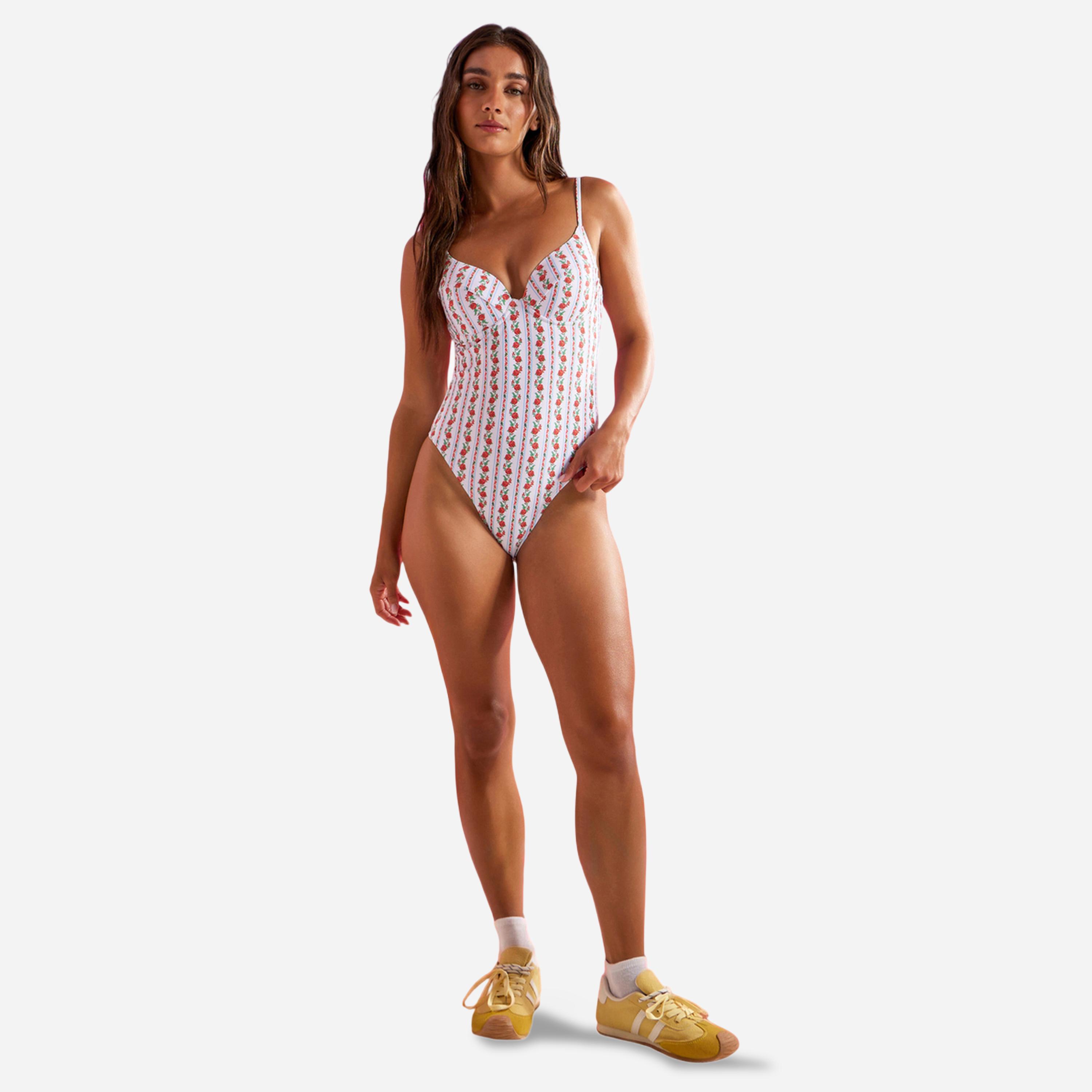 Styli White Floral Print Balconette Underwired Swimsuit-women-clothing-swimandbeach-swim-swimsuits-image-2