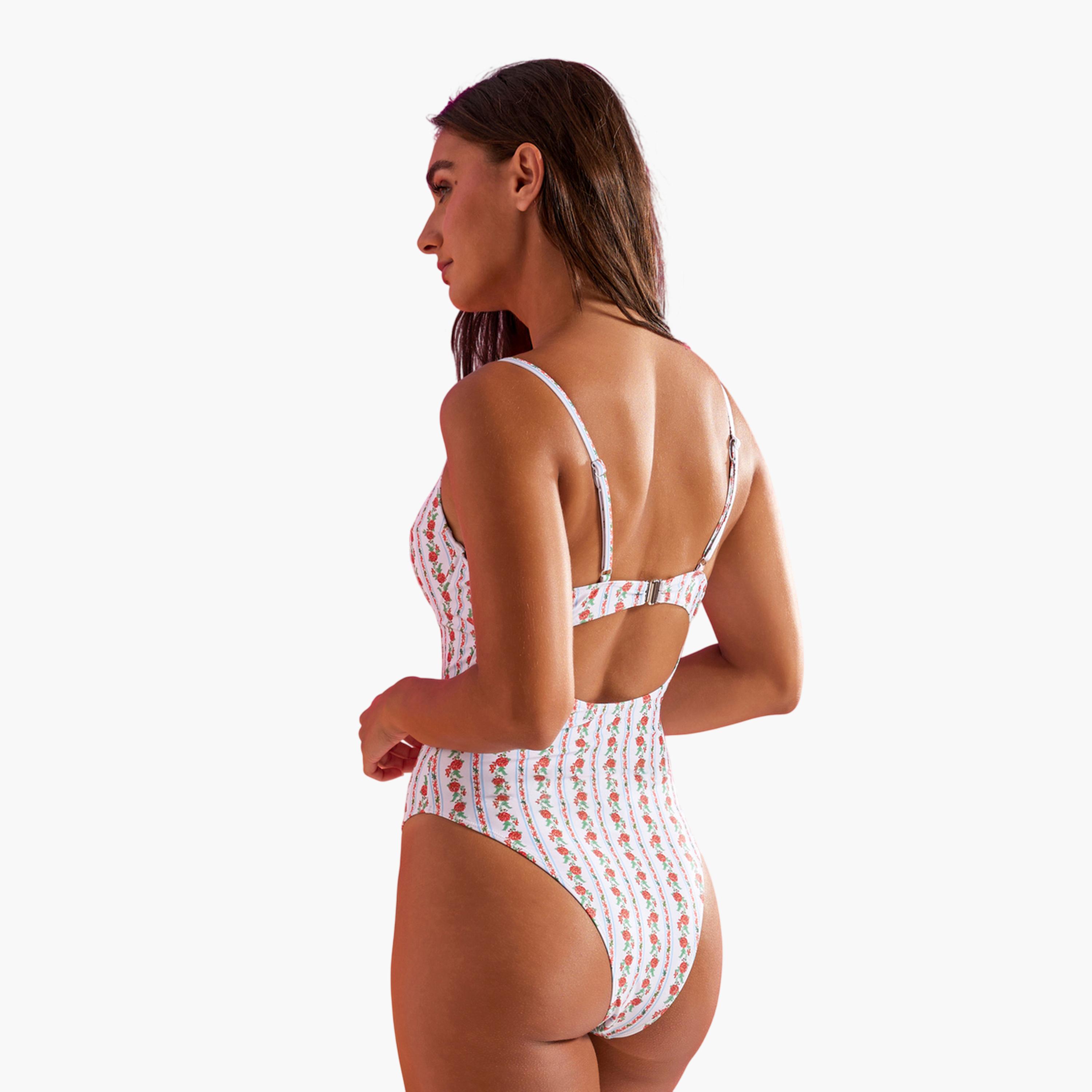 Styli White Floral Print Balconette Underwired Swimsuit-women-clothing-swimandbeach-swim-swimsuits-image-3