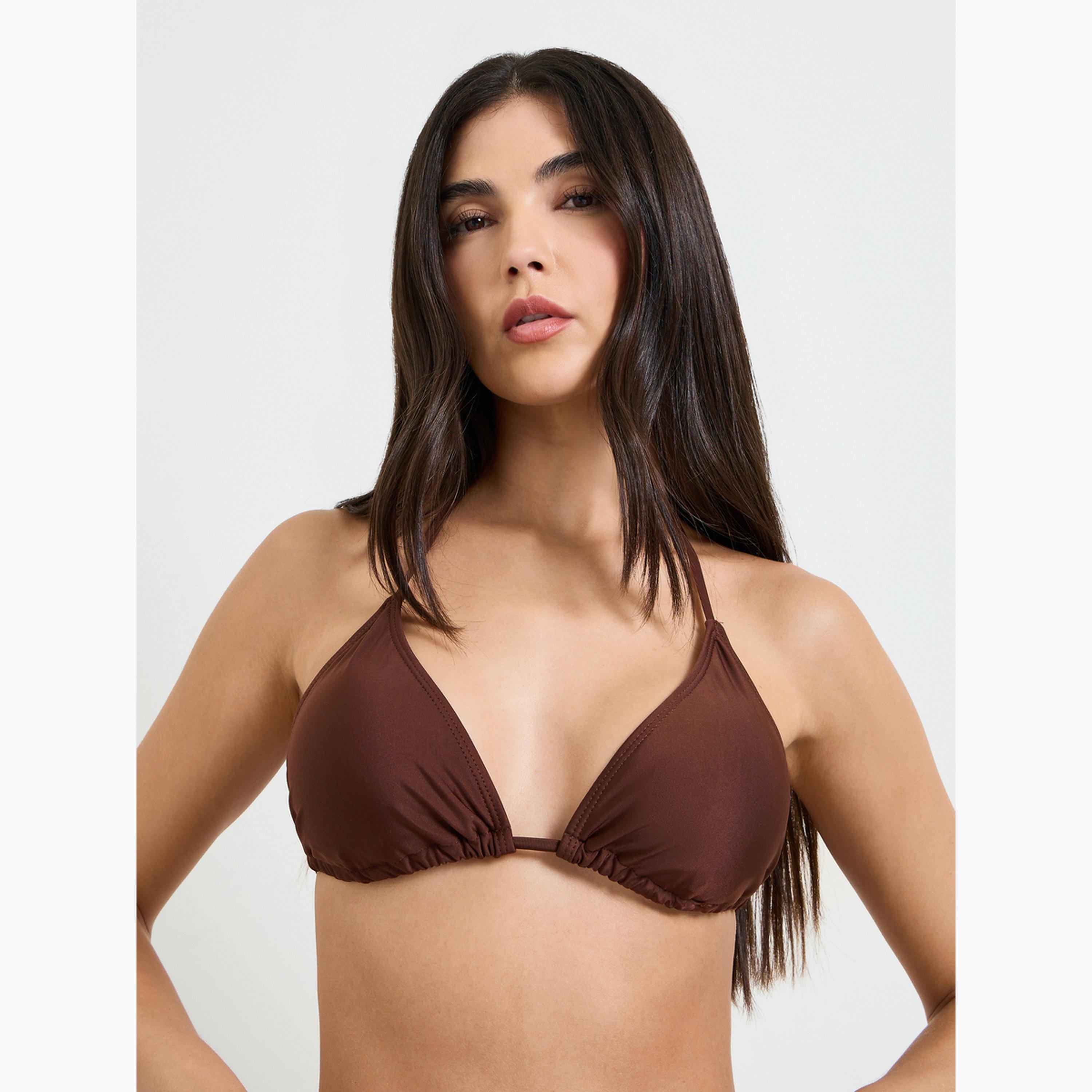 مجموعة من بلوزة بتفاصيل كشكش وربطة أمامية وبارزة الملمس وسارونغ قصير- 4 قطع-women-clothing-swimandbeach-swim-swimsuits-image-6