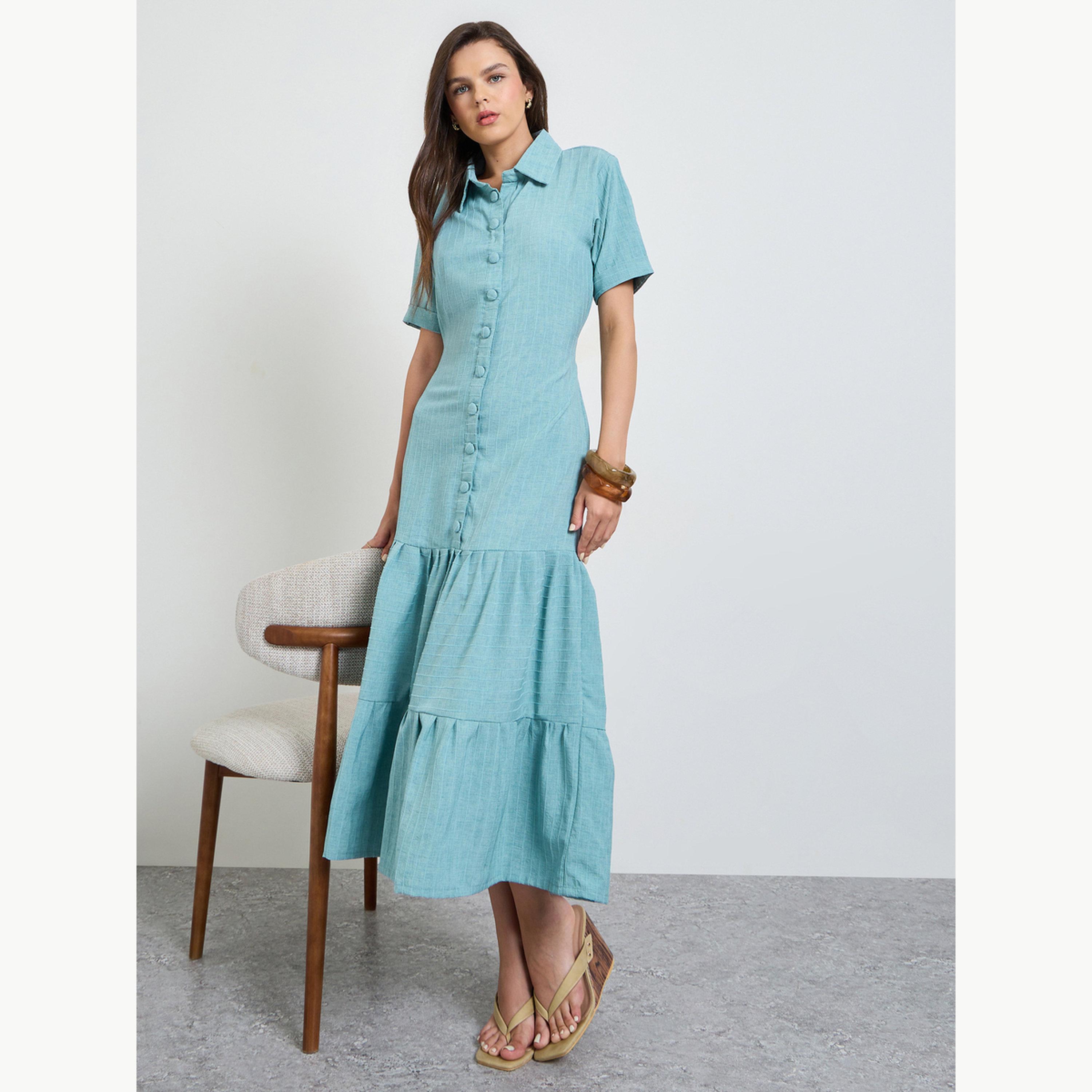 فستان ميدي متعدد الطبقات بأزرار أمامية-women-clothing-dresses-image-3