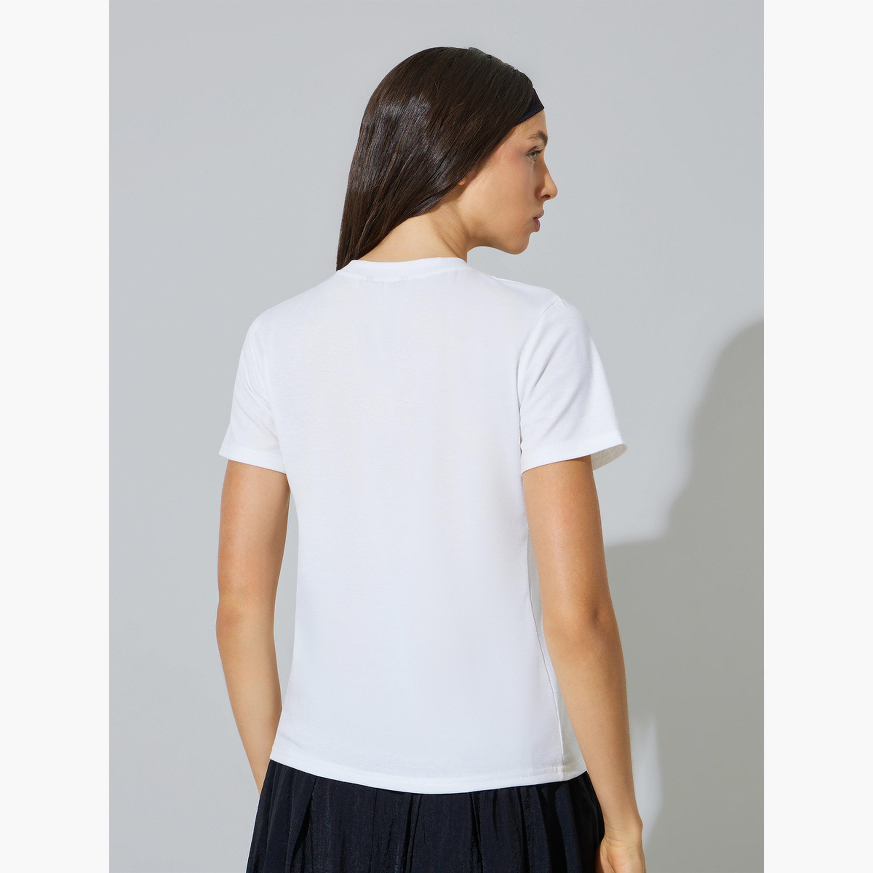Styli White Slogan Print Round Neck T-Shirt-women-clothing-tshirts-image-4
