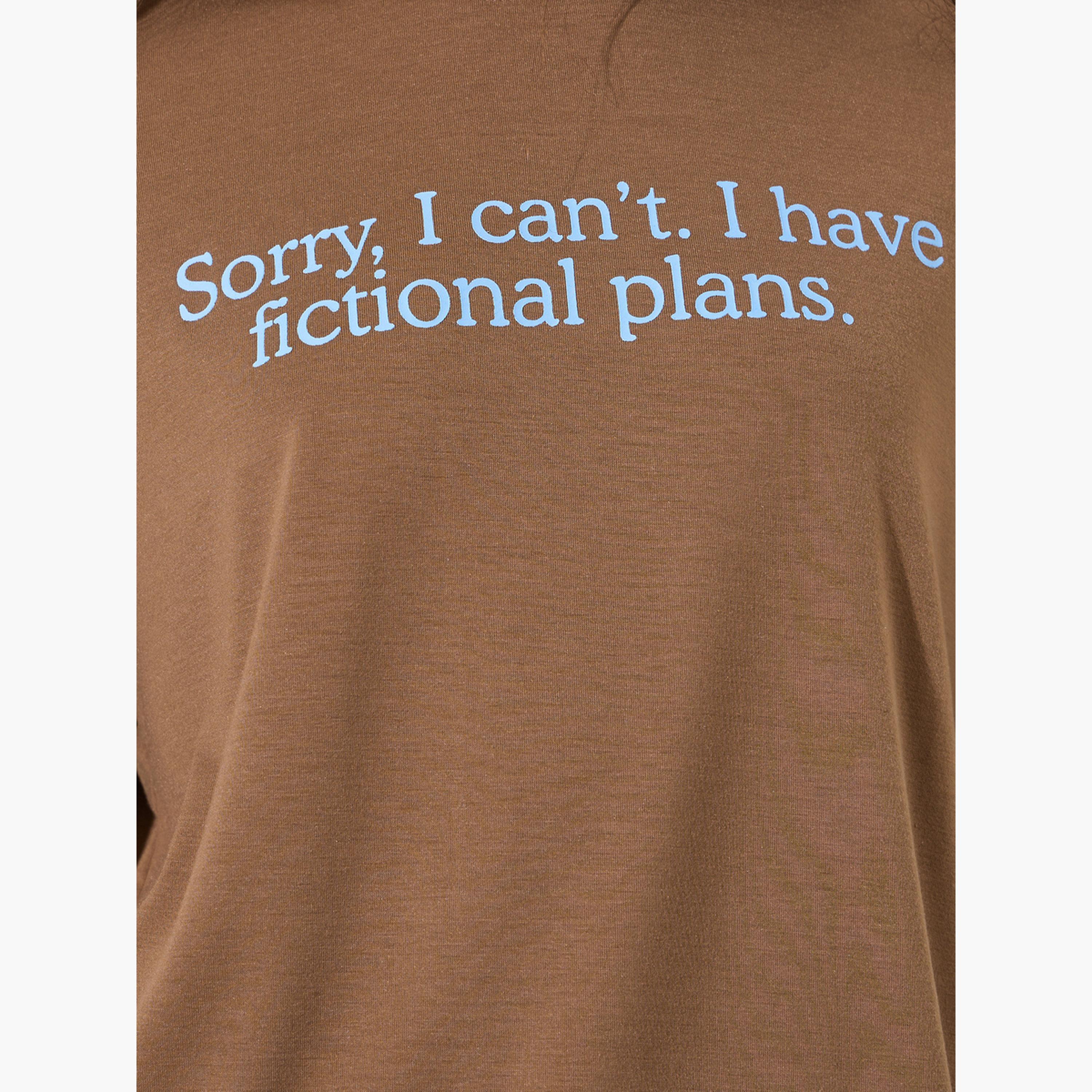 Styli Brown Oversized Slogan Print T-Shirt-women-clothing-tshirts-image-5