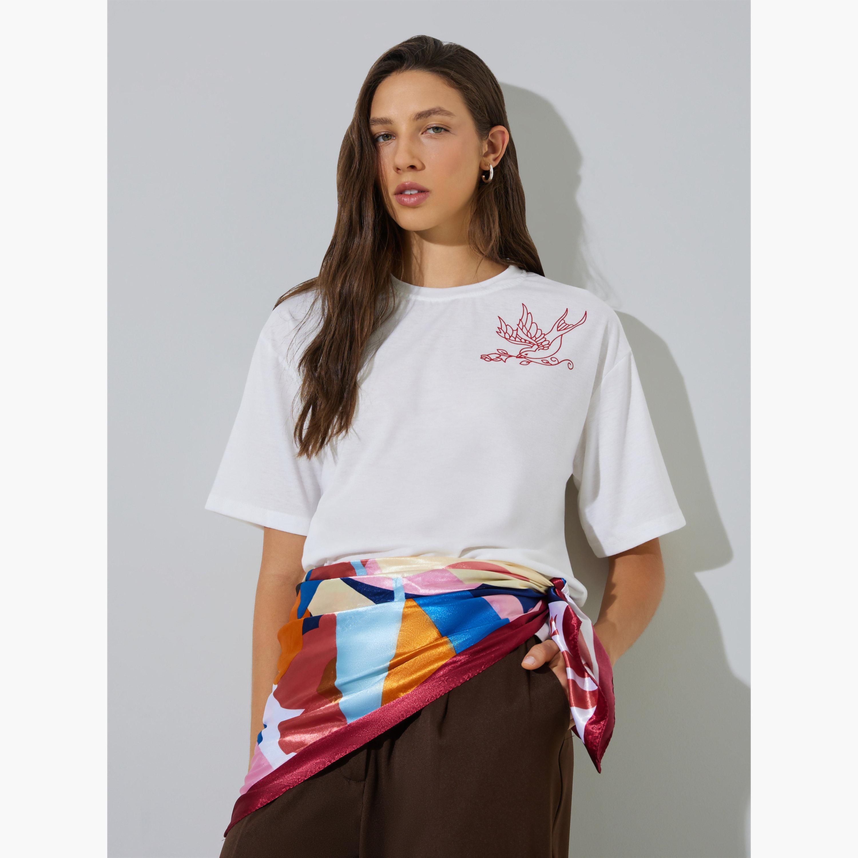 Styli White Round Neck Oversized T-Shirt-women-clothing-tshirts-image-1