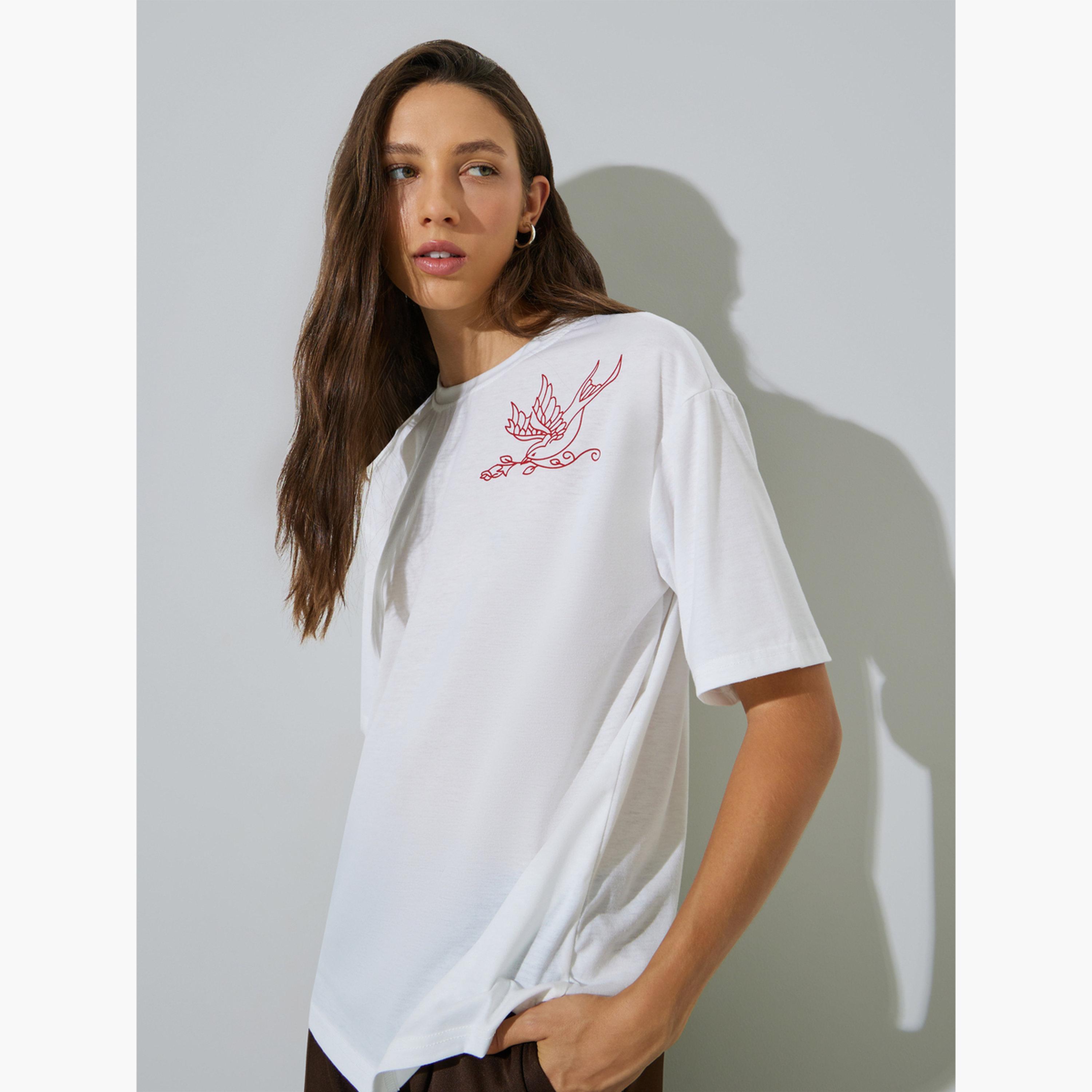 Styli White Round Neck Oversized T-Shirt-women-clothing-tshirts-image-3