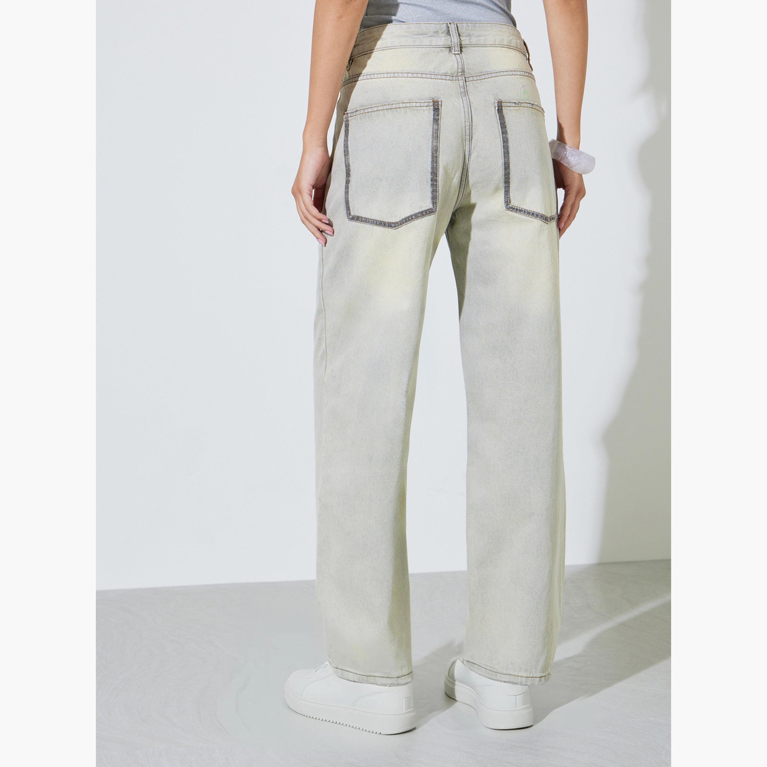 ستايلي - بنطلون جينز أزرق فاتح بخصر متوسط ​​وساق واسعة-women-clothing-bottoms-jeans-image-4
