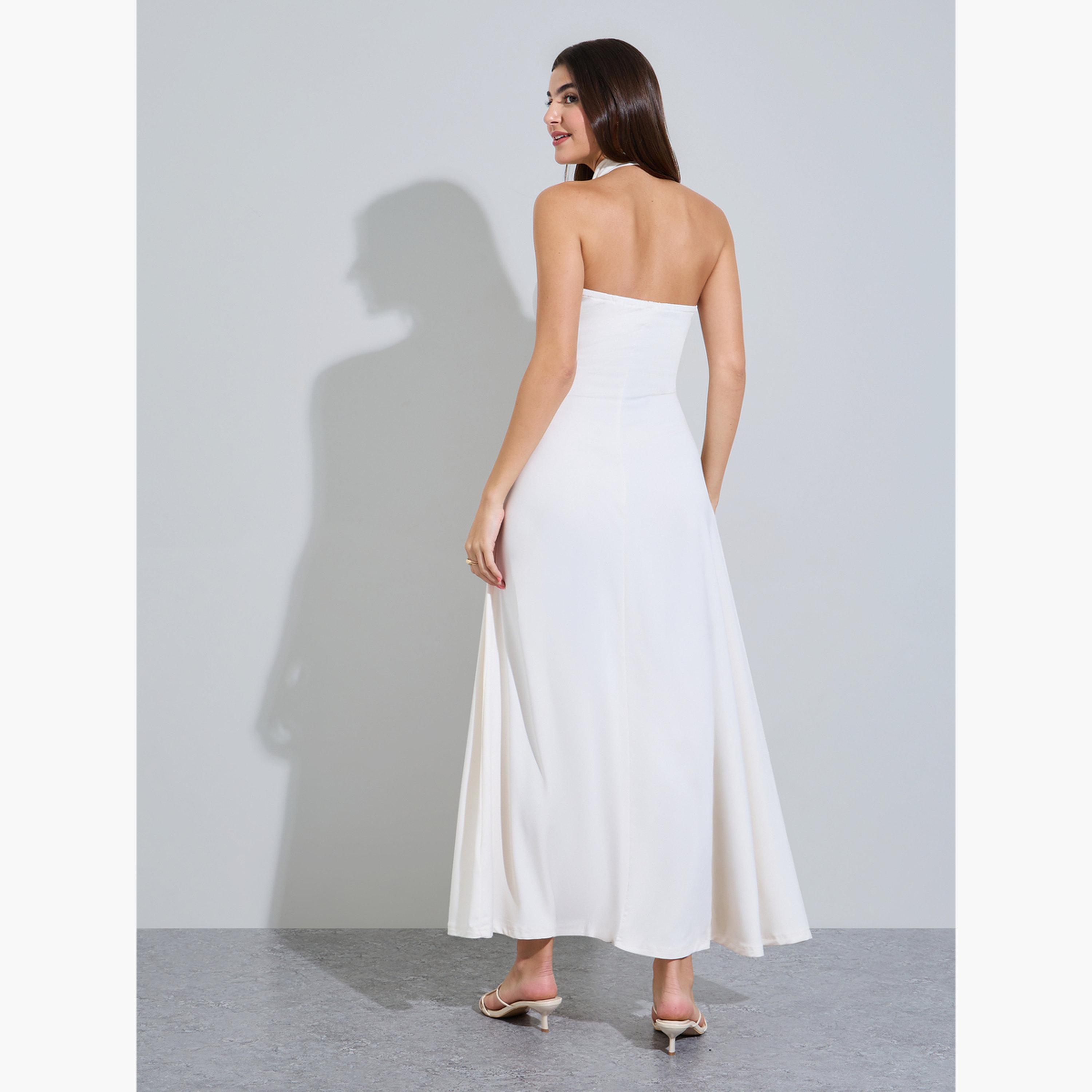 Styli Off White Halter Neck A-Line Maxi Dress-women-clothing-dresses-image-4