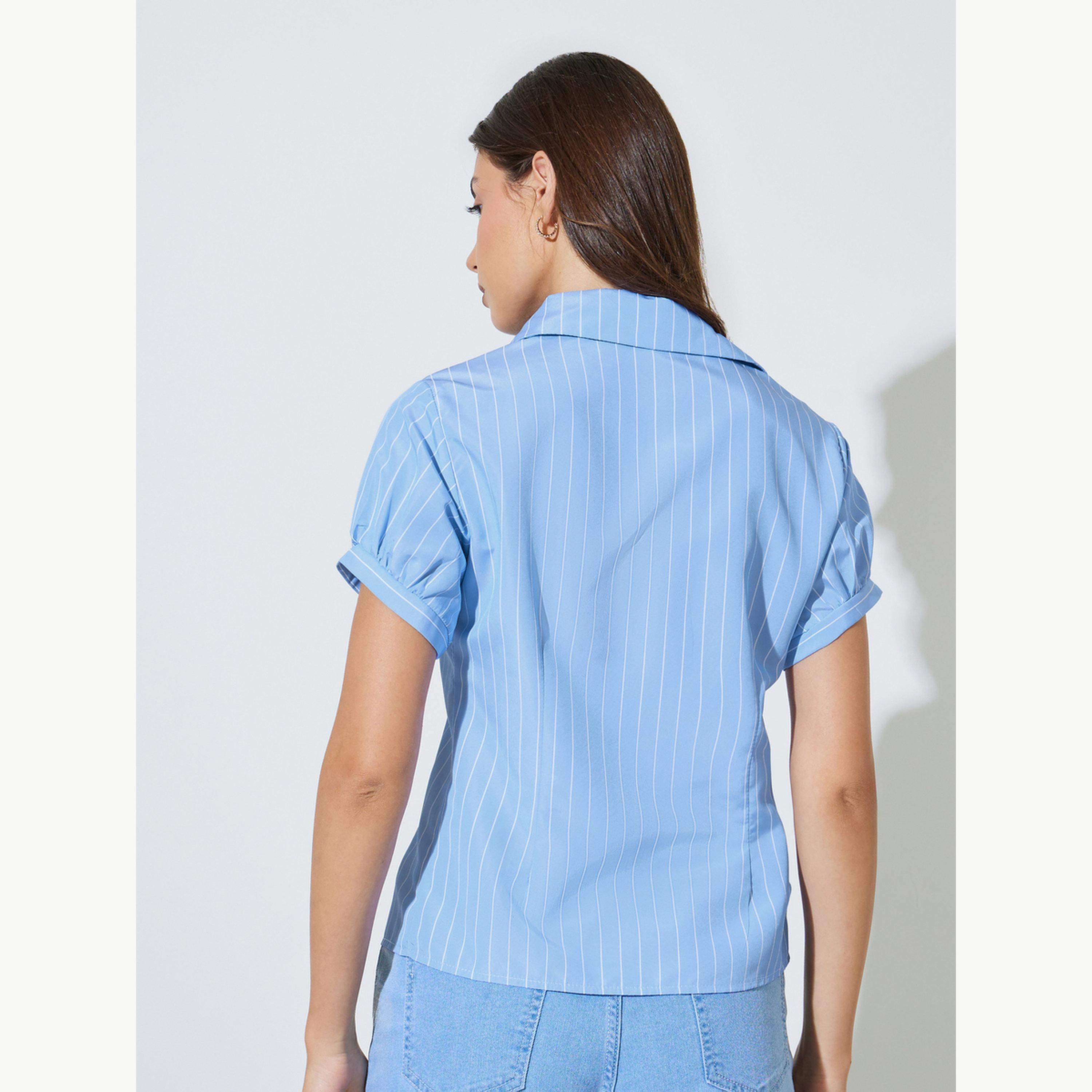 قميص كاجوال بقصة ضيقة ومخطط-women-clothing-shirtsandblouses-shirts-image-4