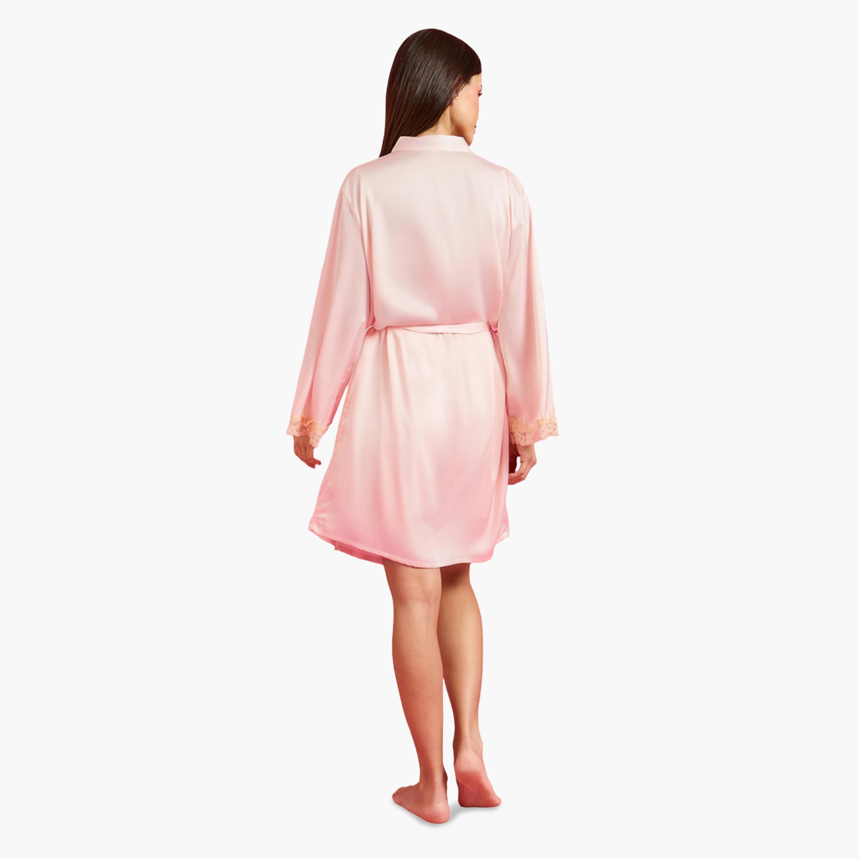 Styli Pack of 2 - Lace Butterfly Front Detail Slip Dress and Robe Set-women-clothing-nightwear-pyjamas-shortsets-image-5