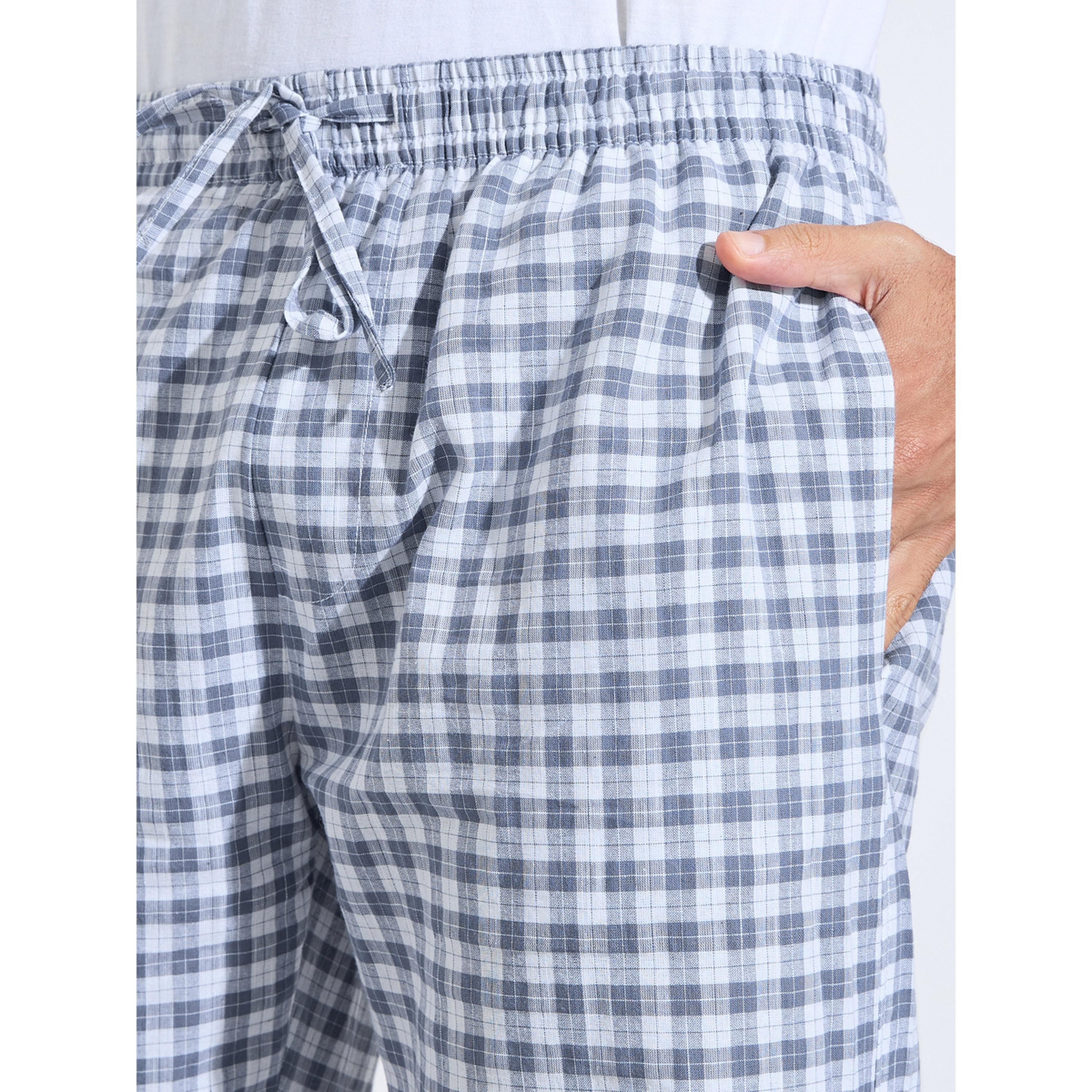 Styli Navy Blue Checked Full Length Straight Leg Pyjama Pants-men-clothing-nightwear-pyjamaandshorts-image-3
